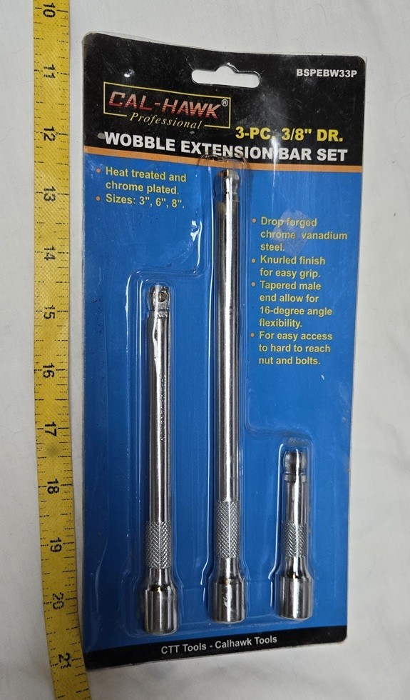 NEW CAL-Hawk 3/8″ DR. 3PC WOBBLE EXTENSION SET – 3″,6″ & 8″