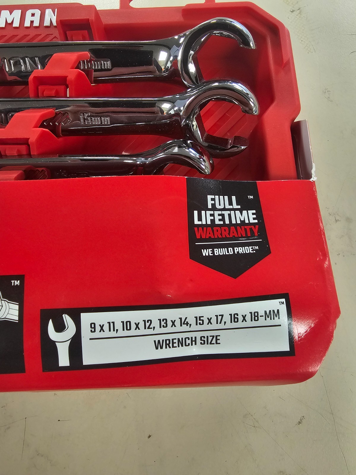 Craftsman CMMT99333 5PC Metric Flare Nut Wrench Set 9mm-18mm NEw