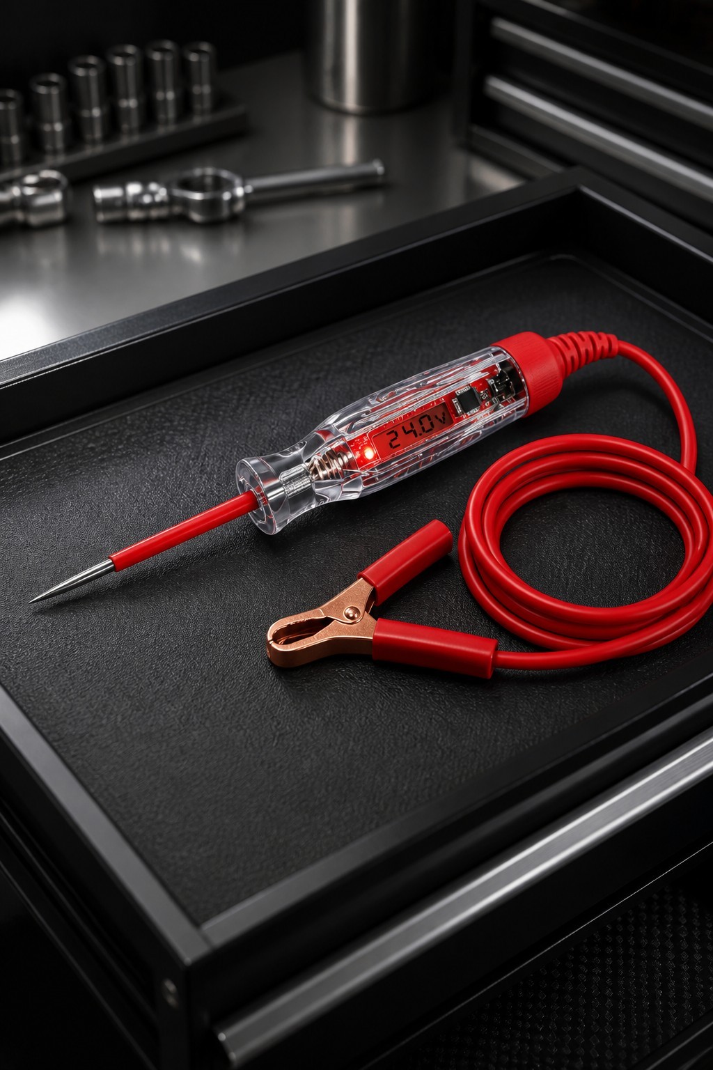 Snap On Tools RED 24V Digital Display 4-49V Circuit Tester EECT424HD 6ft Cord NW