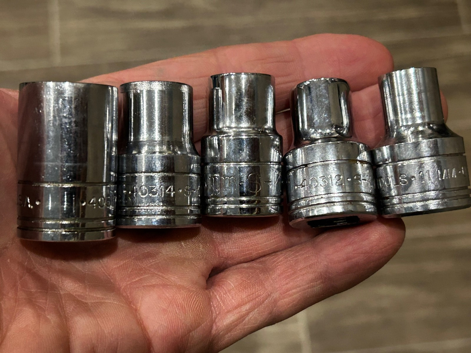 S-K Tools 40328- 28MM & 11 Sockets 12 pt & 451 Adapter 3/8-1/2-$40 Start
