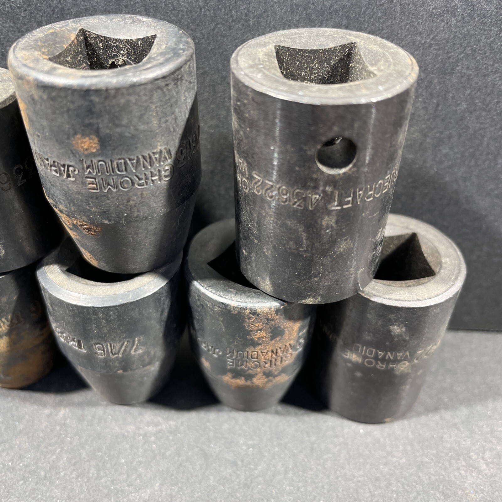 11- Truecraft Impact Sockets, 7/16” 13mm 9/16” 11/16”, 1/2 & 3/8 Drive, 6 Point