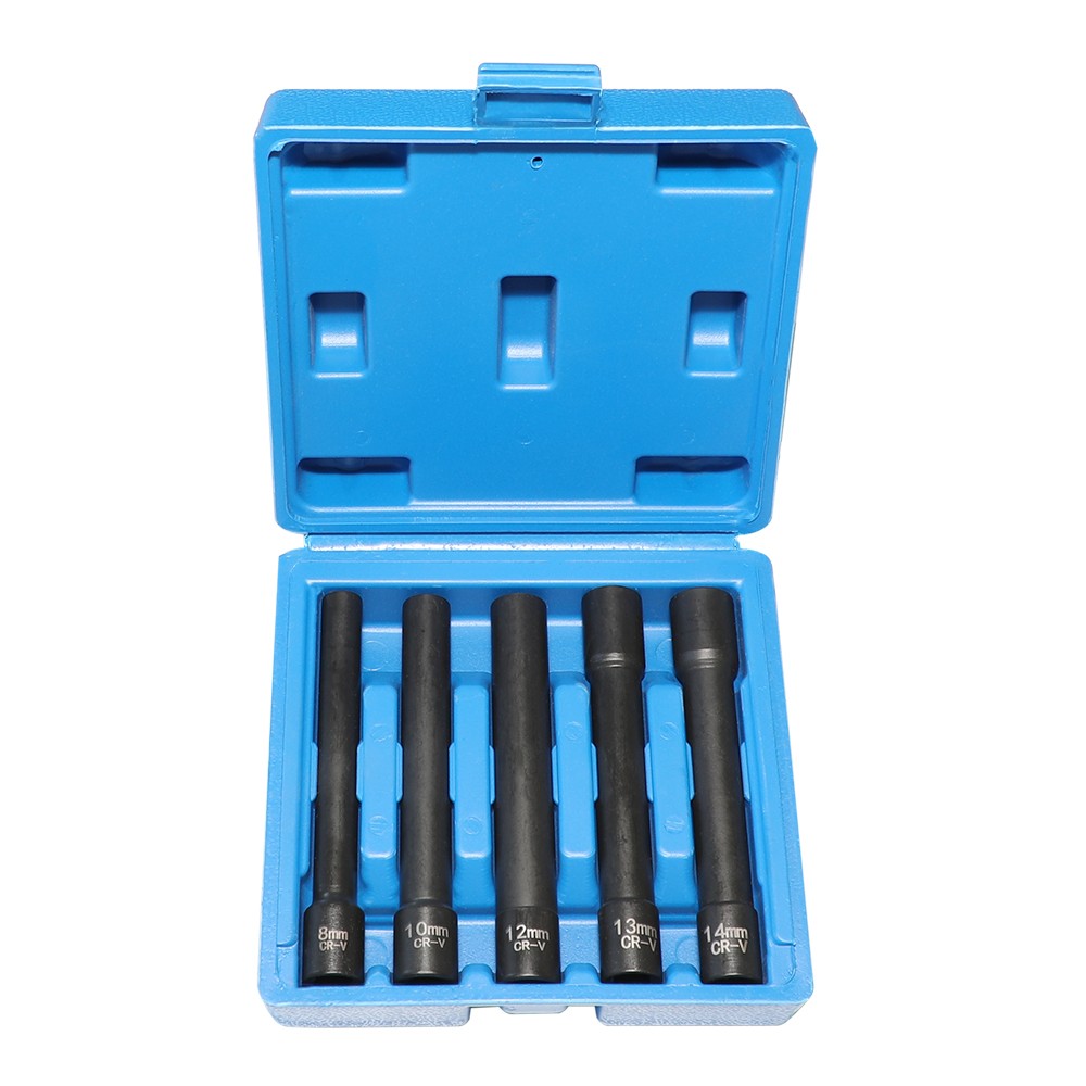 5pcs 3/8» Drive 12 Point Metric Extra Deep Impact Socket Set – 8/10/12/14mm