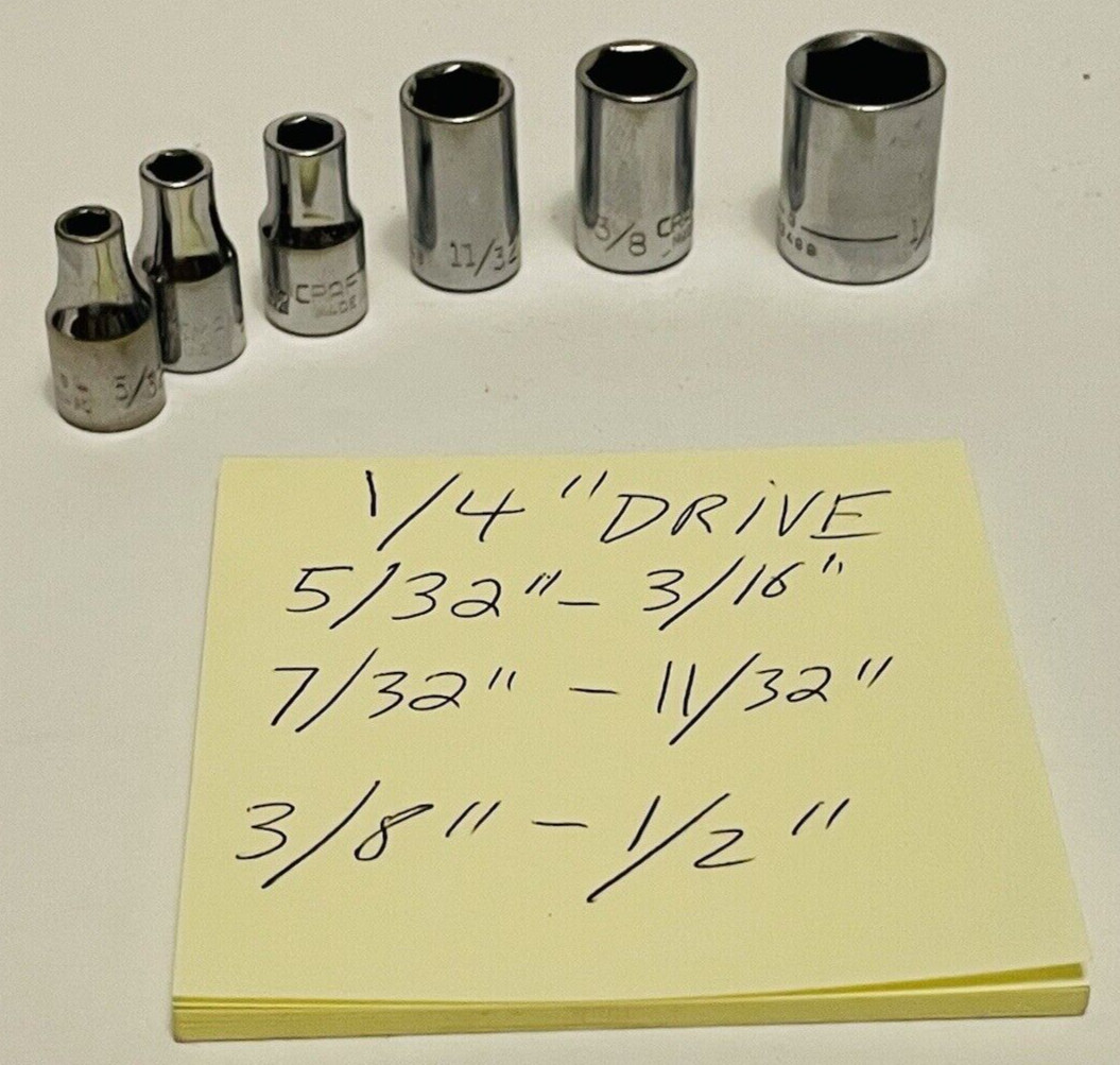 VTG Sears Craftsman set of 6 SAE 1/4″ drive 6-point socket lot made in U.S.A.