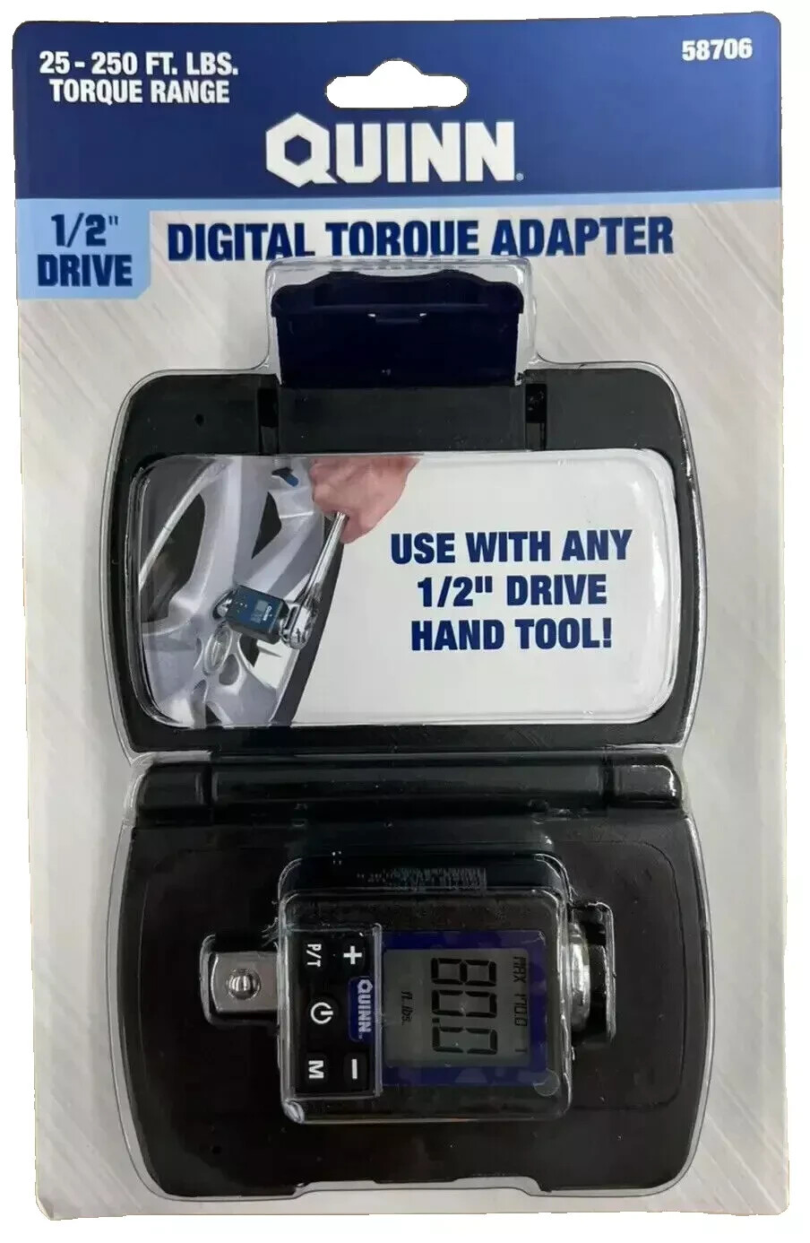 QUINN Heavy Duty Professional 1/2″ DRIVE DIGITAL TORQUE ADAPTER 25-250 FT. LBS.