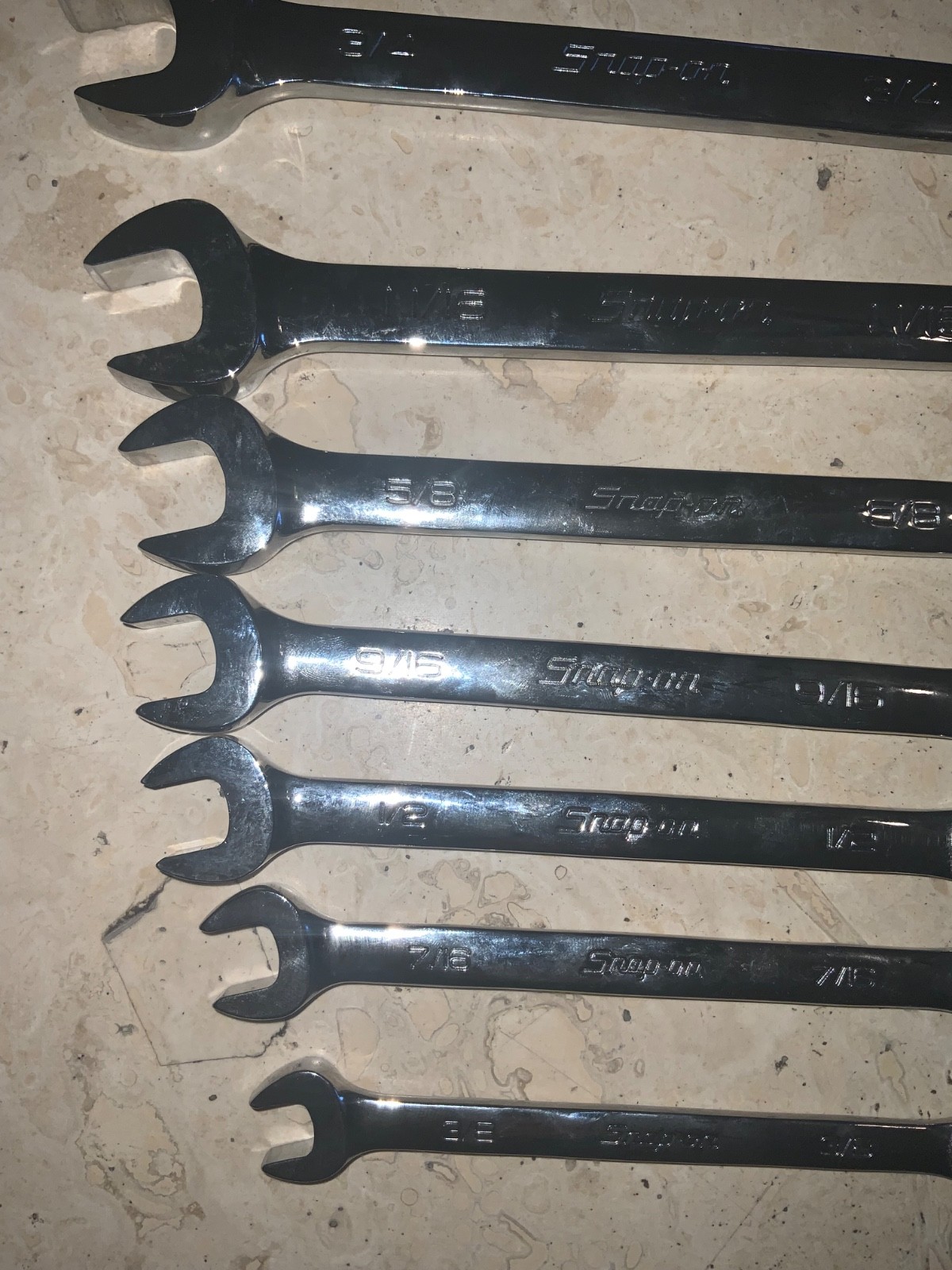 Snap On 7 Piece SAE Open End and 12 Point Flare Nut Line Wrench Set 3/8” – 3/4