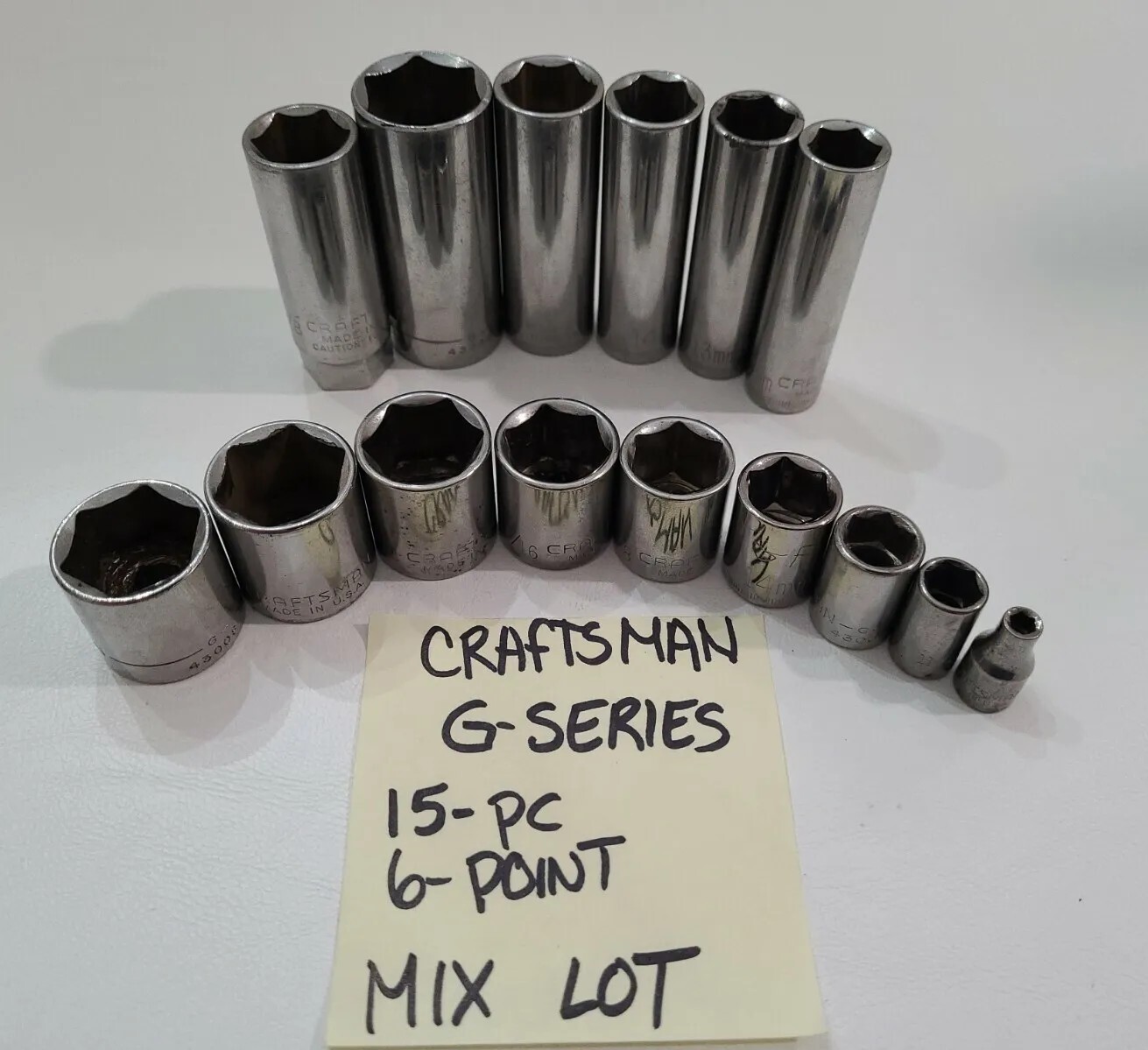 Craftsman USA 6 point G series Deep Sockets shallow Standard SAE 3/8 & 1/4 drive