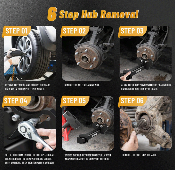 Wheel Hub Bearing Removal Tool Kit Heavy Duty Puller 5 6 8 Lug