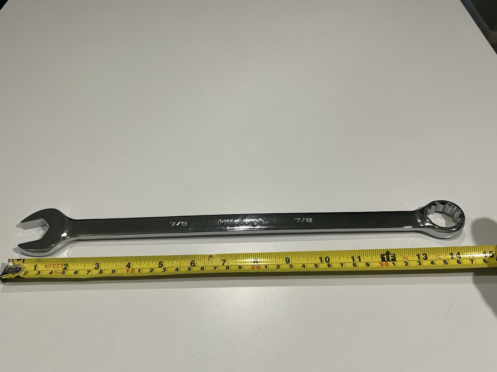 Pittsburgh New 7/8” Long Handle Chrome Combo Wrench 12pt