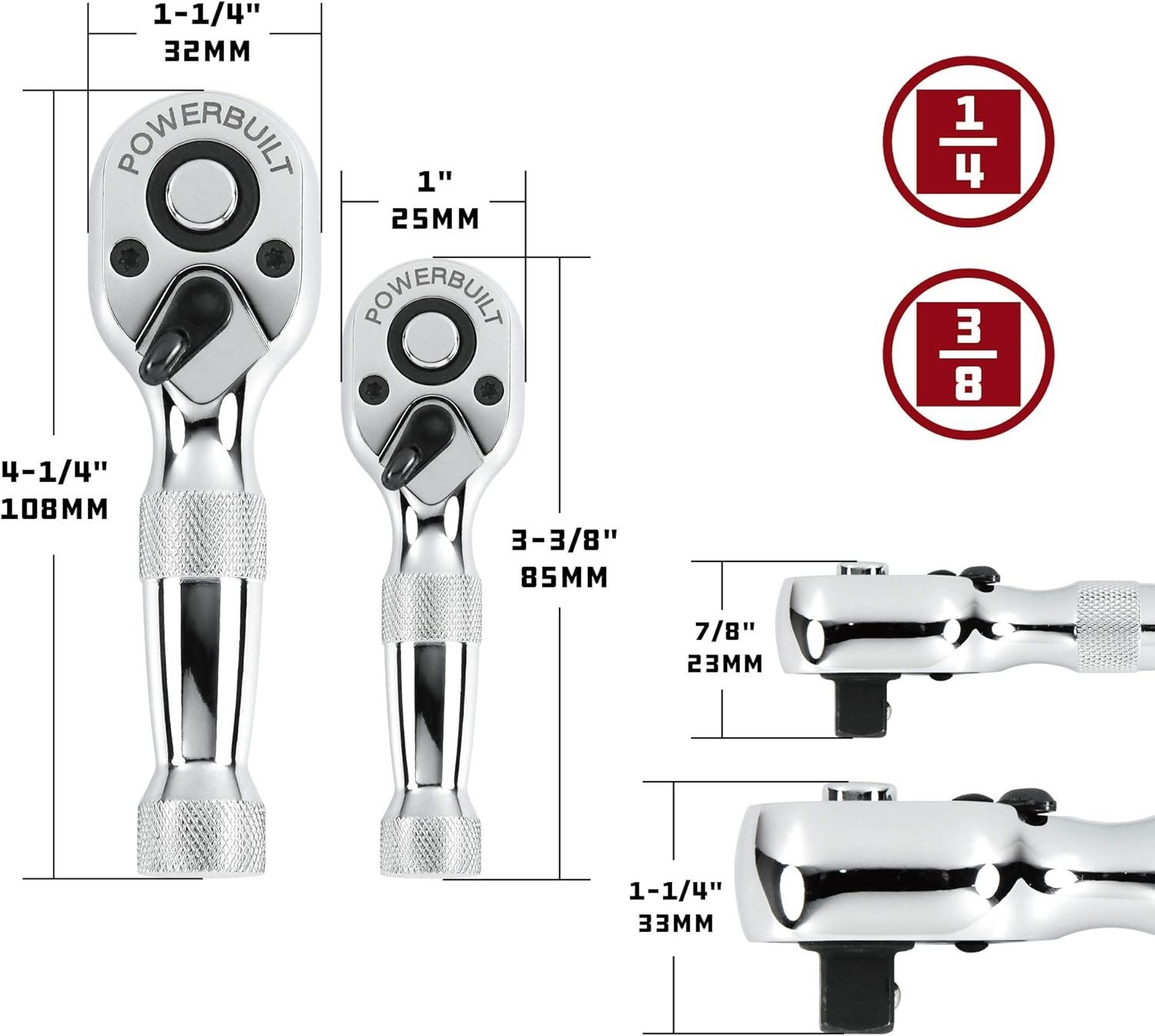 Ergonomic 2-Piece Ratchet Set – 1/4-Inch & 3/8-Inch for Precise Turns