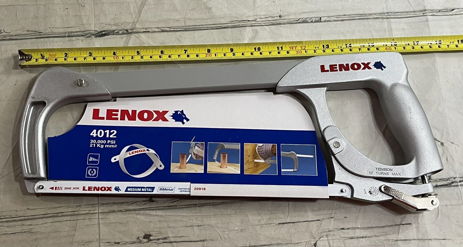 Lenox 4012 Bi-Metal, Shatter Resistant Hacksaw Extended Life 30,000 PSI – NEW