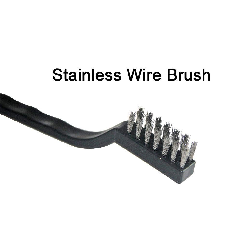 9PCS MINI Wire Brushes, Stainless Steel Brush Set, Curved Handle Black