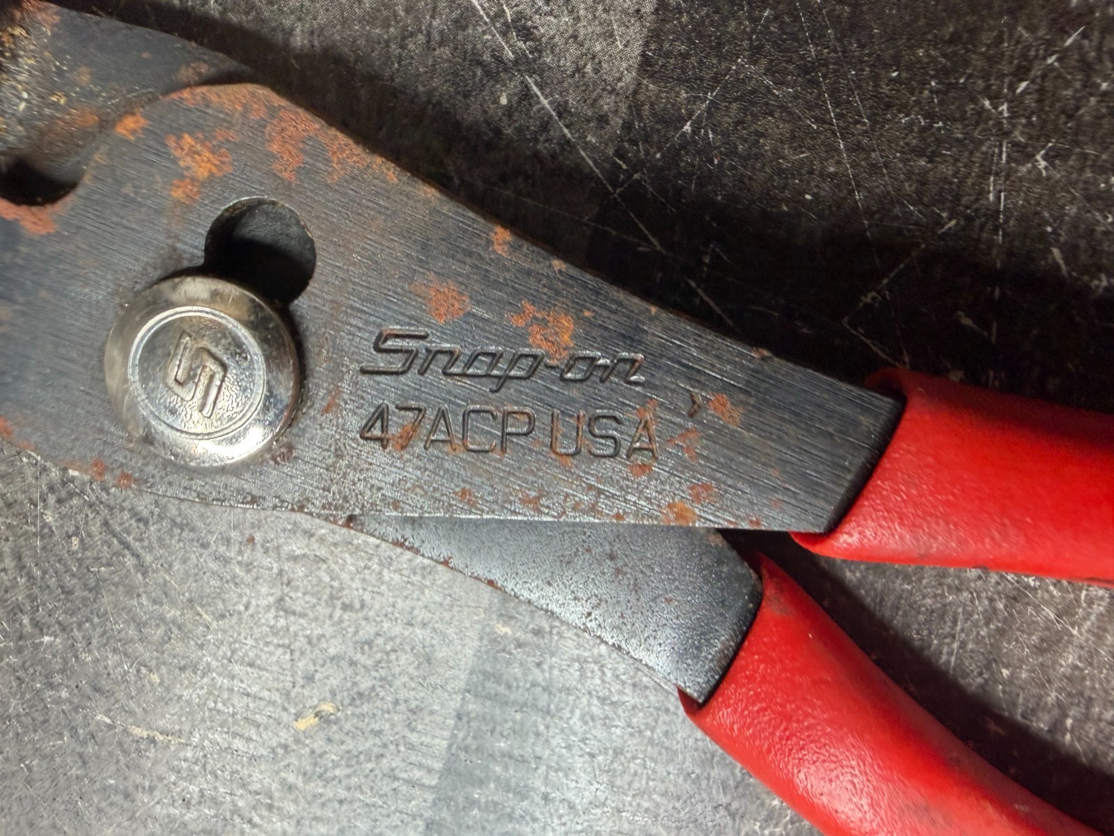 Snap-on 47ACP Combination Slip Joint Pliers 7.5in Red Soft Grip Handle USA