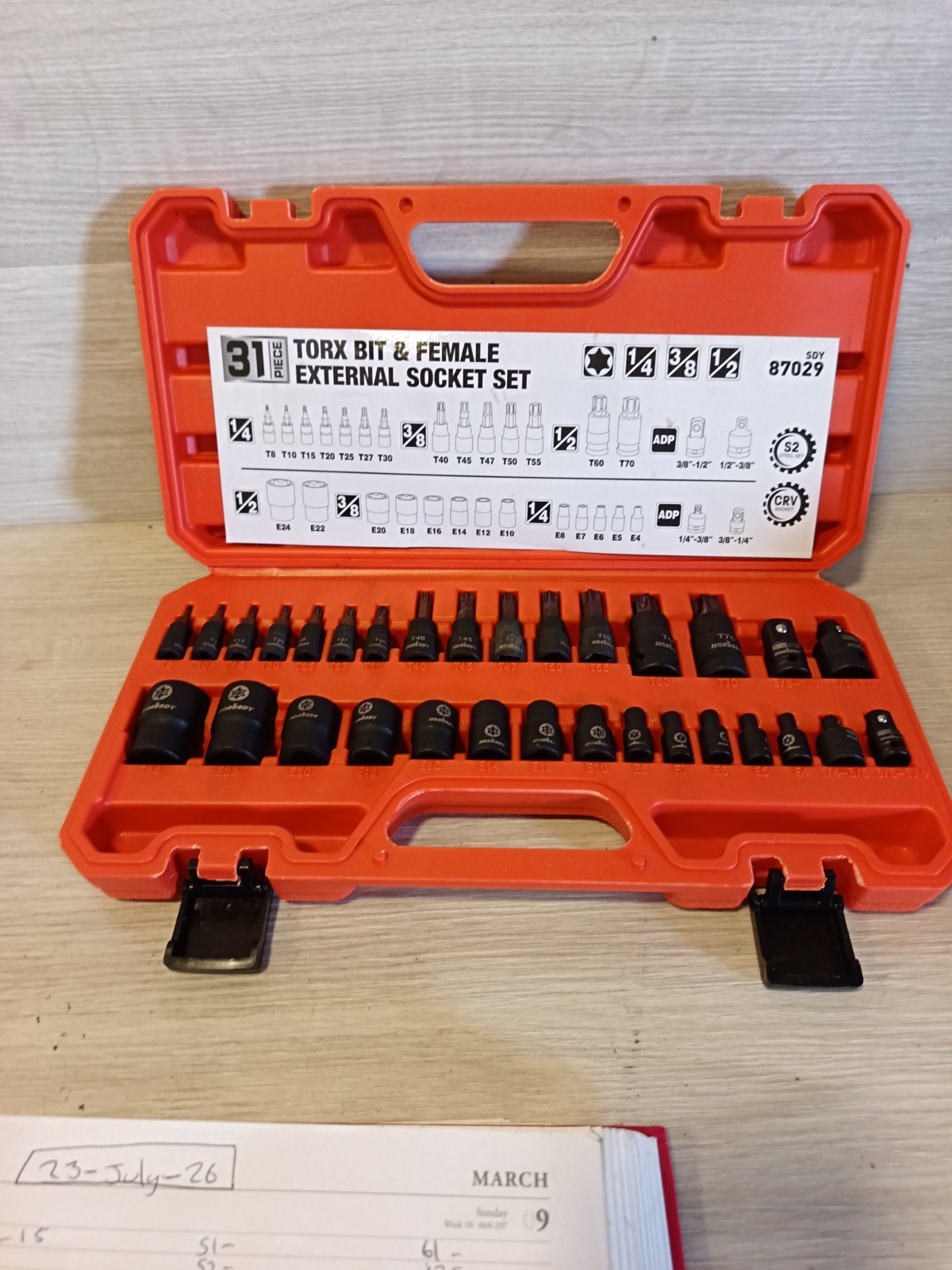 Torx Star Female External Socket Bit Set 1/4″ 3/8″ 1/2″ 31pc Adapter and Reducer