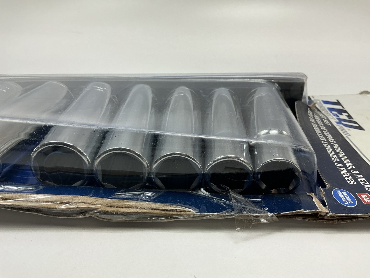 OPENED – TEQ TP327 Deep Socket Set SAE 1/2″ Drive, 8 Piece Set 1/2″-15/16″