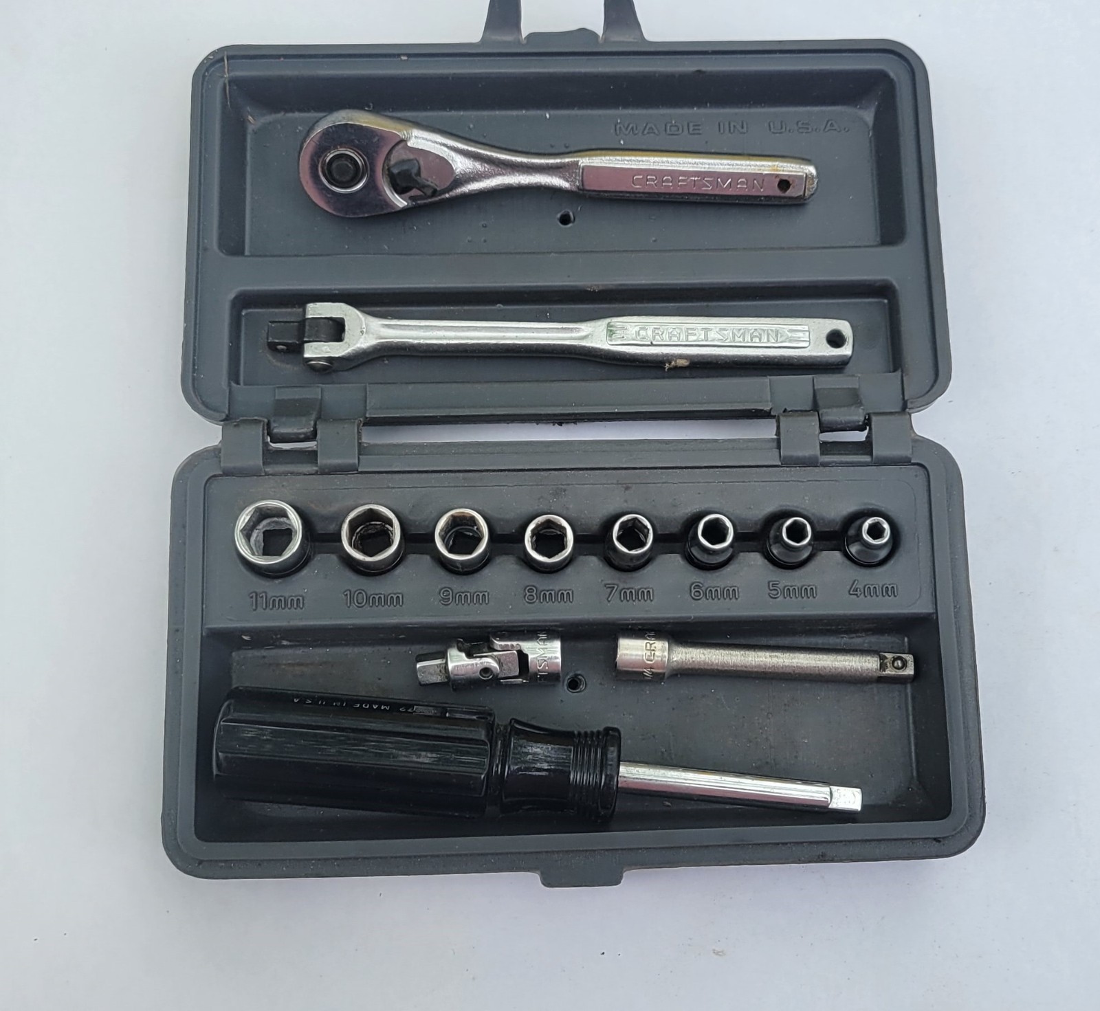Craftsman 14 Pc 1/4 Dr Metric Socket Ratchet Ext Universal Set 4mm To 11mm