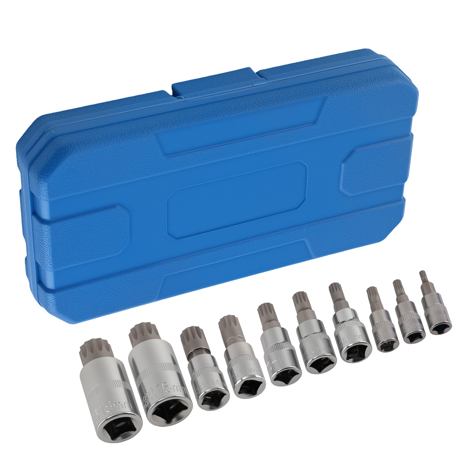 10pc Triple Square 12 Point Spline Bit socket Set CR-V 1/4″ 3/8″ 1/2″ Drive