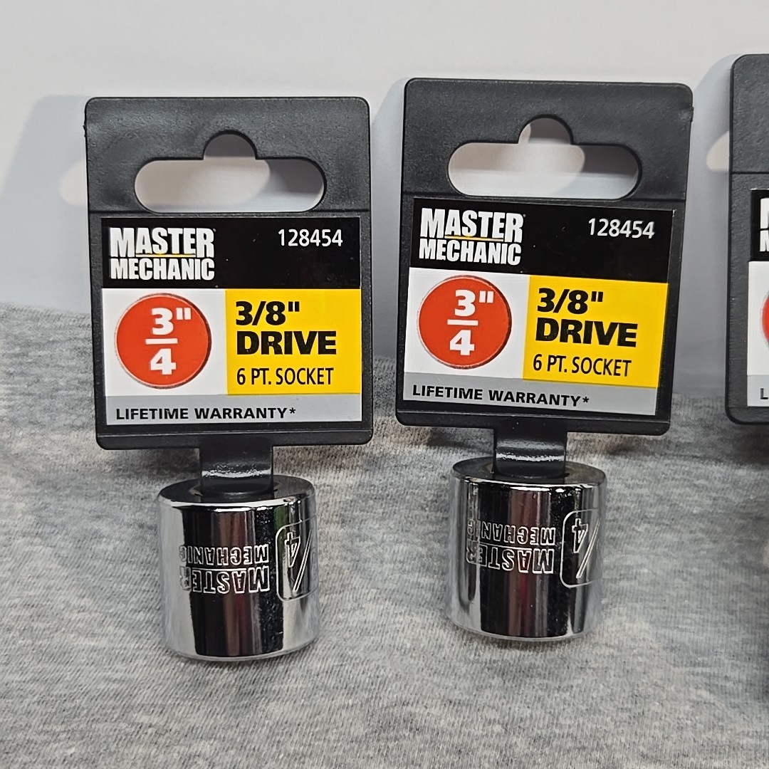 Lot Of 4 Hyde Master Mechanic 1/2 & 3/8″ in Drive 6 Pt Sockets Both 3/4″ New