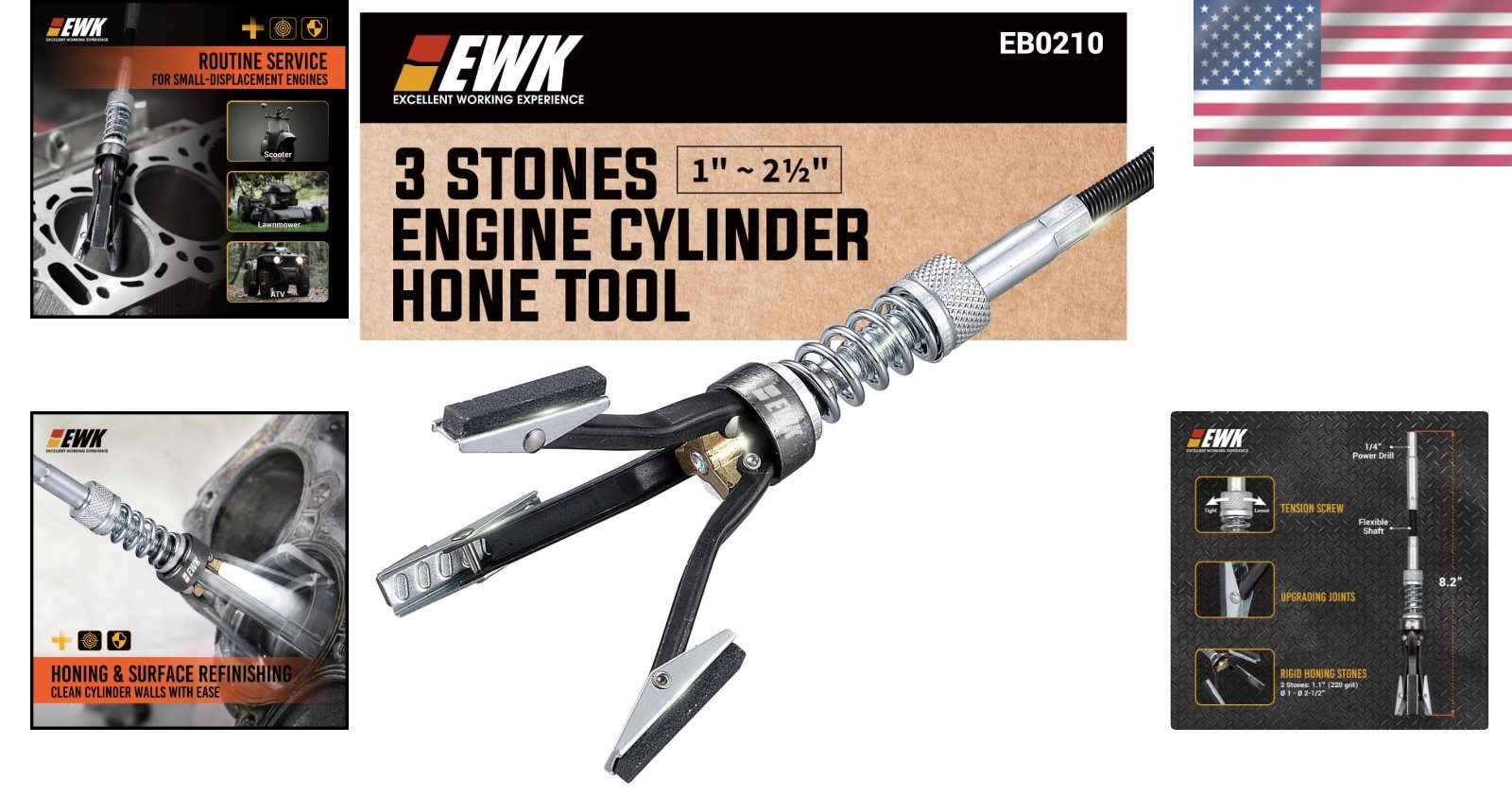 Replaceable 220 Grit Cylinder Honing Tool with Rust-Resistant Steel Construction