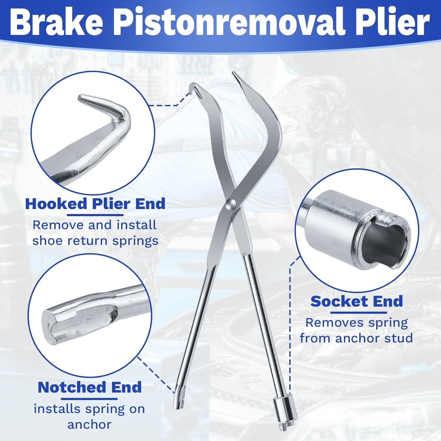Brake Spring Pliers, Drum Brake Adjusting Tools, Shoe Return Spring Install