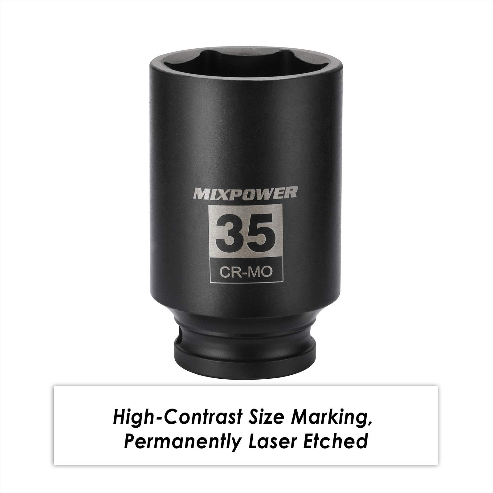 1/2″ Drive Deep Impact Socket, CR-MO, 35 mm, METRIC, 6 Point, 35mm