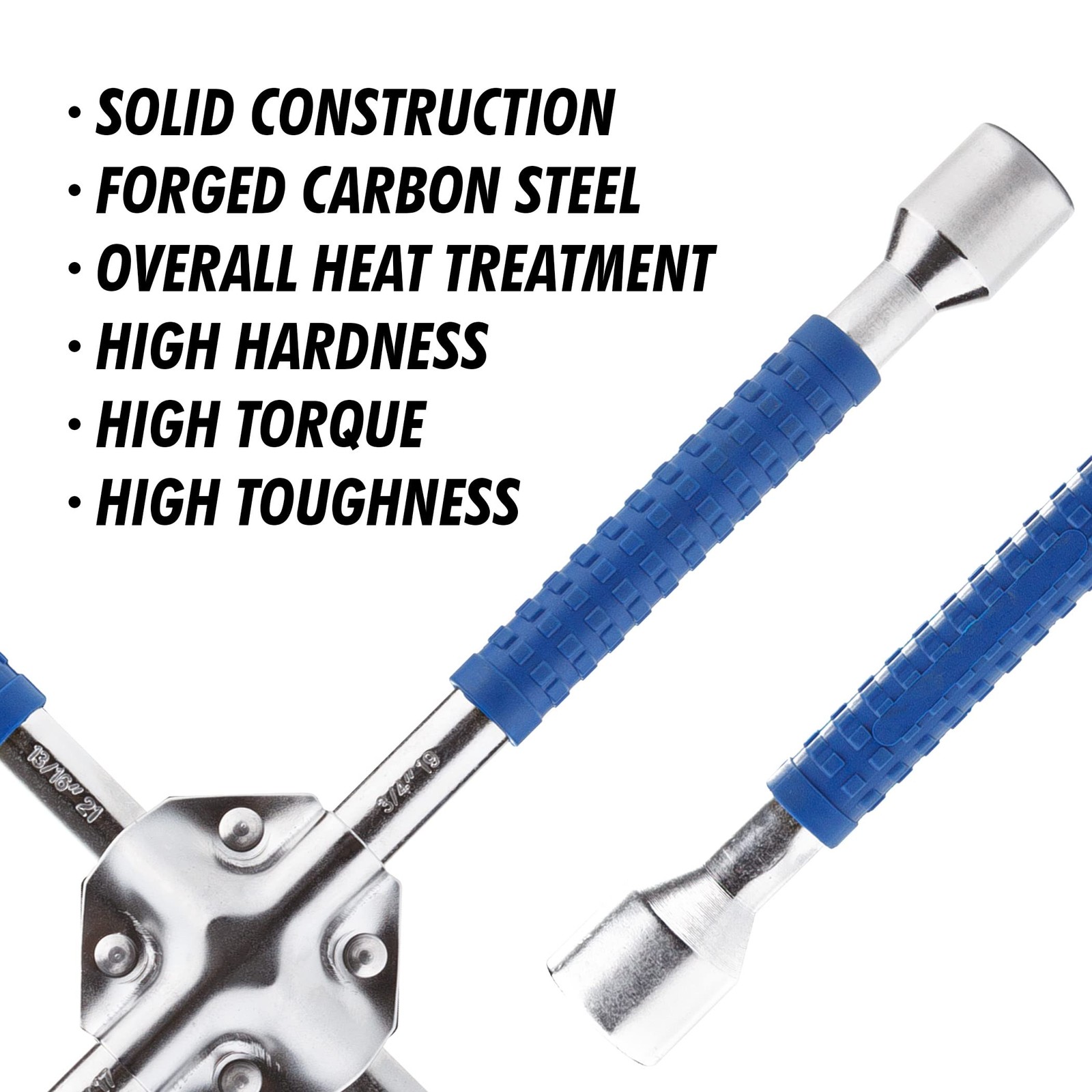 16 Heavy Duty 4-Way Lug Wrench Non-Slip Tire Iron Tool for Cars