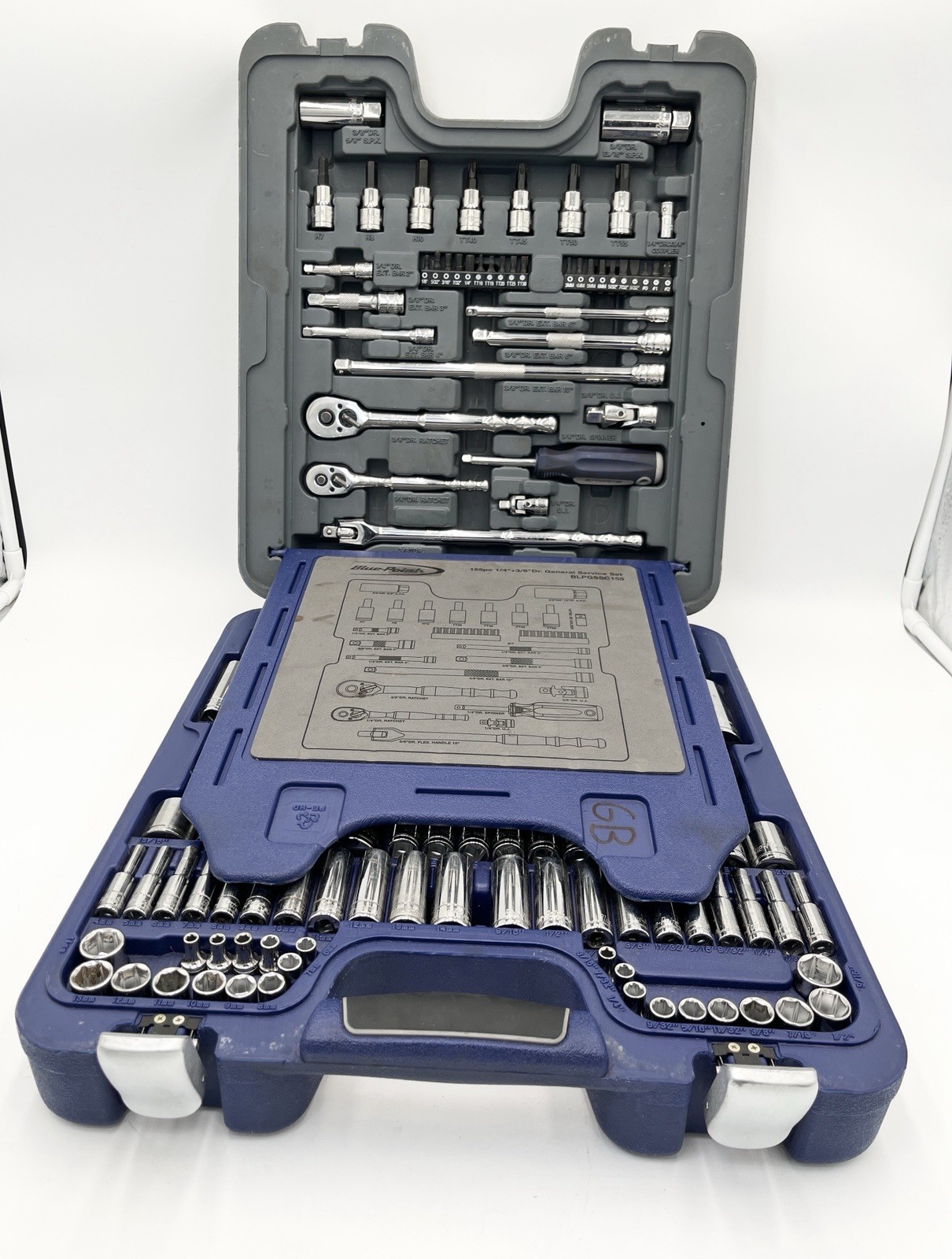 Blue Point 155pc 1/4”+3/8”Dr General Service Set BLPGSSC155 SAE/Metric