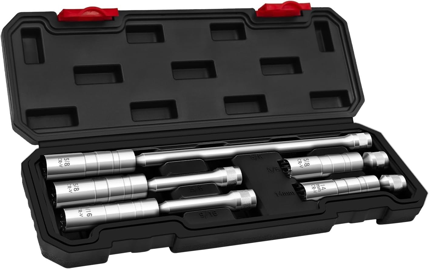 5PCS Magnetic Swivel Spark Plug Socket Set, 14mm Thin Wall Socket, 9/16″ 6-in…