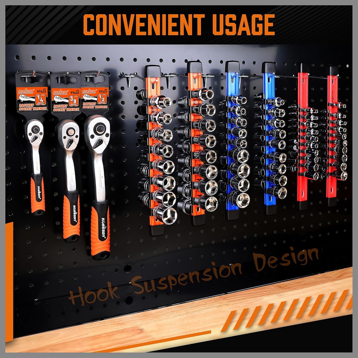 6Pcs Double Sided Socket Organizer, 1/4-Inch, 3/8-Inch, 1/2-Inch