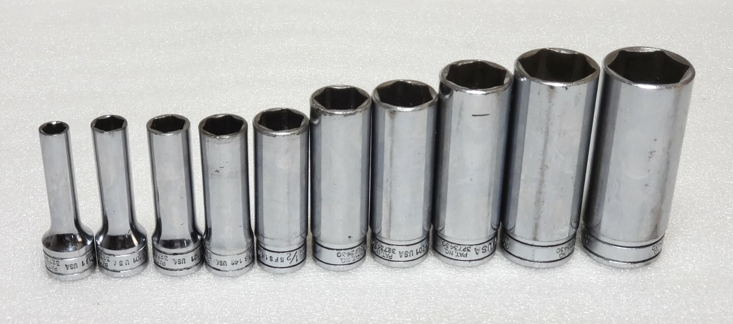 LOT OF 10 Snap On SFS081 (1/4″) TO SFS231 (7/8″) 3/8″ drive 6 point deep socket
