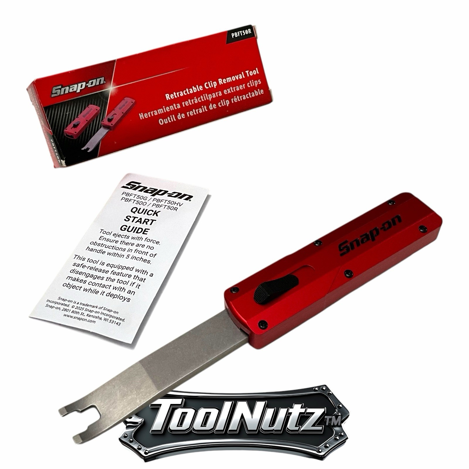 Snap-on Tools NEW PBFT50R RED Dual Function Retractable Trim Clip Removal Tool