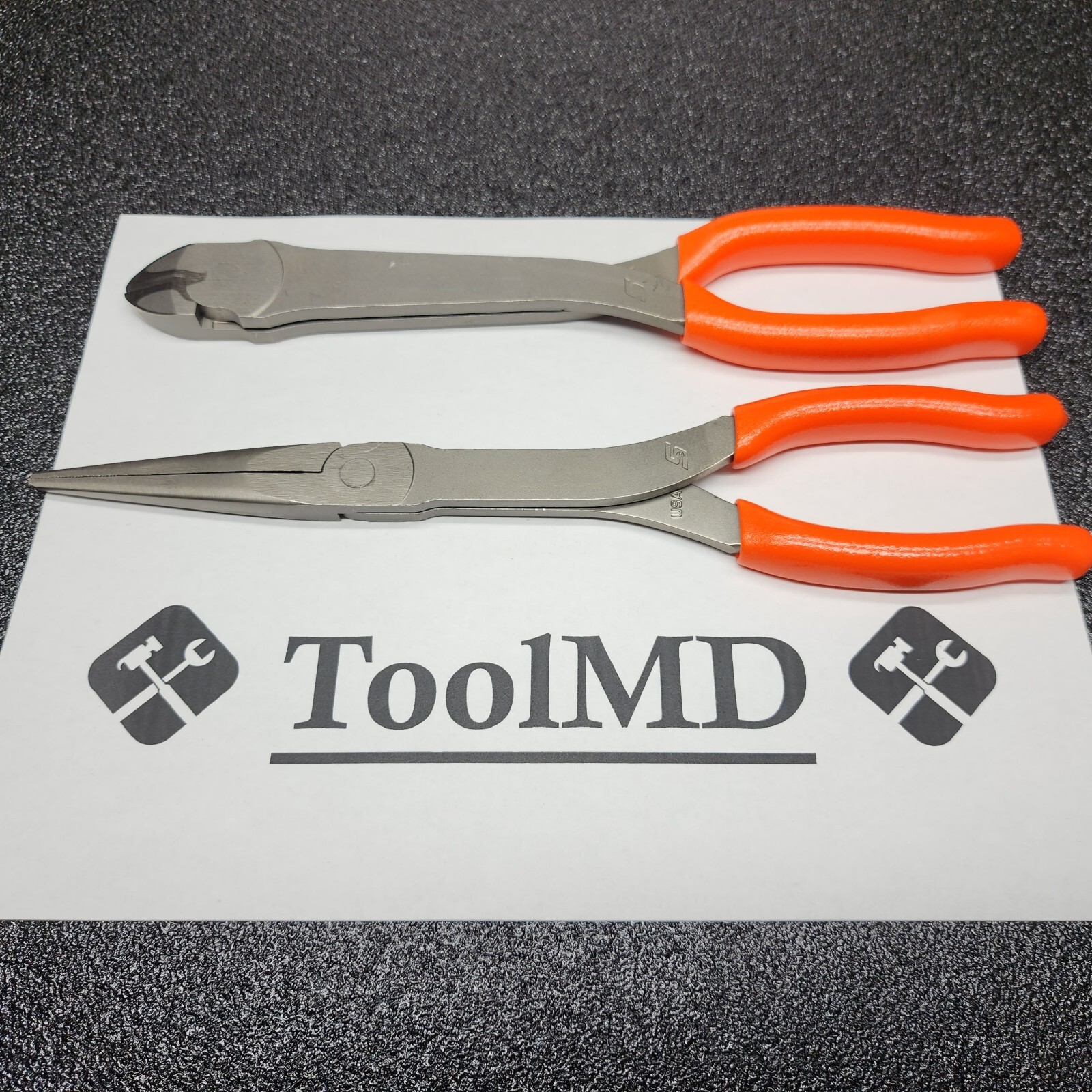 Snap-on Tools NEW 2pc ORANGE Long Needle Nose Plier / HD Cutter Set 312CF 911ACF