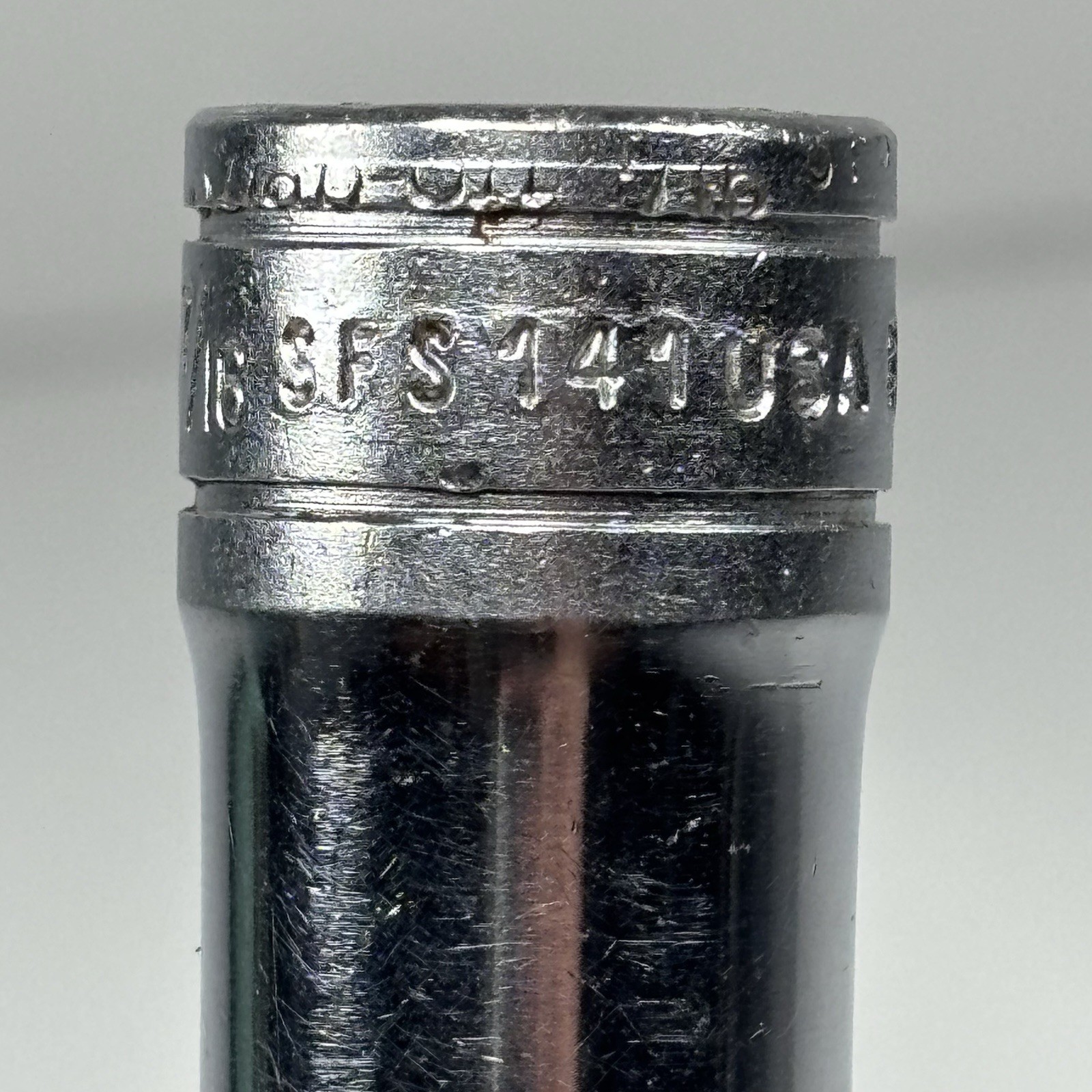 Snap On Tools SFS121 3/8 Drive 6Pt SAE 7/16 Flank Dr Deep Socket USA VTG 1968