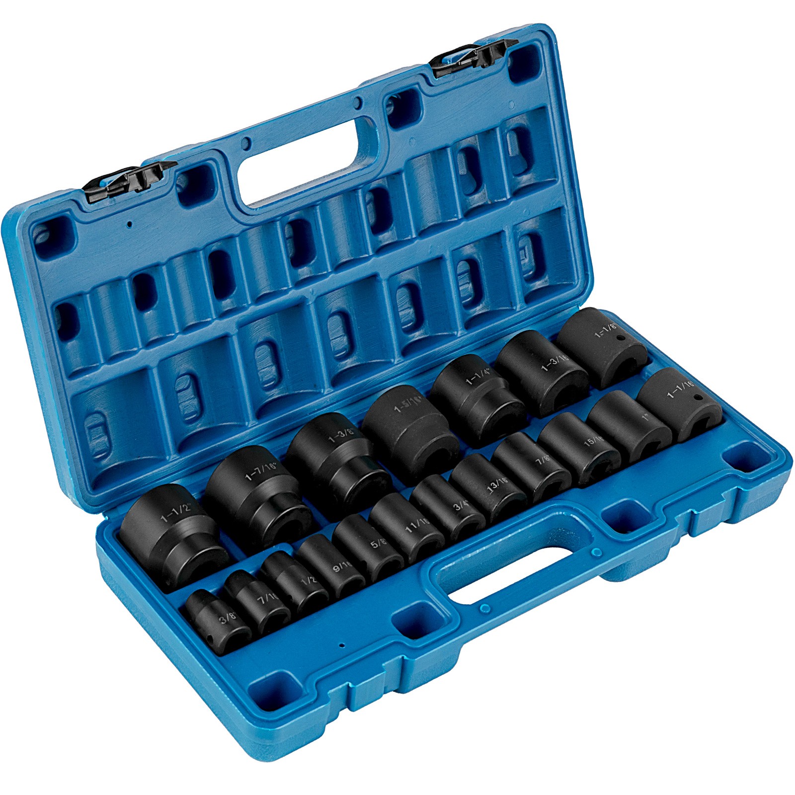 Impact Sockets Set 1/2 Inches 19 PCS 3/8» to 1-1/2» SAE 6-Point Extension Bar