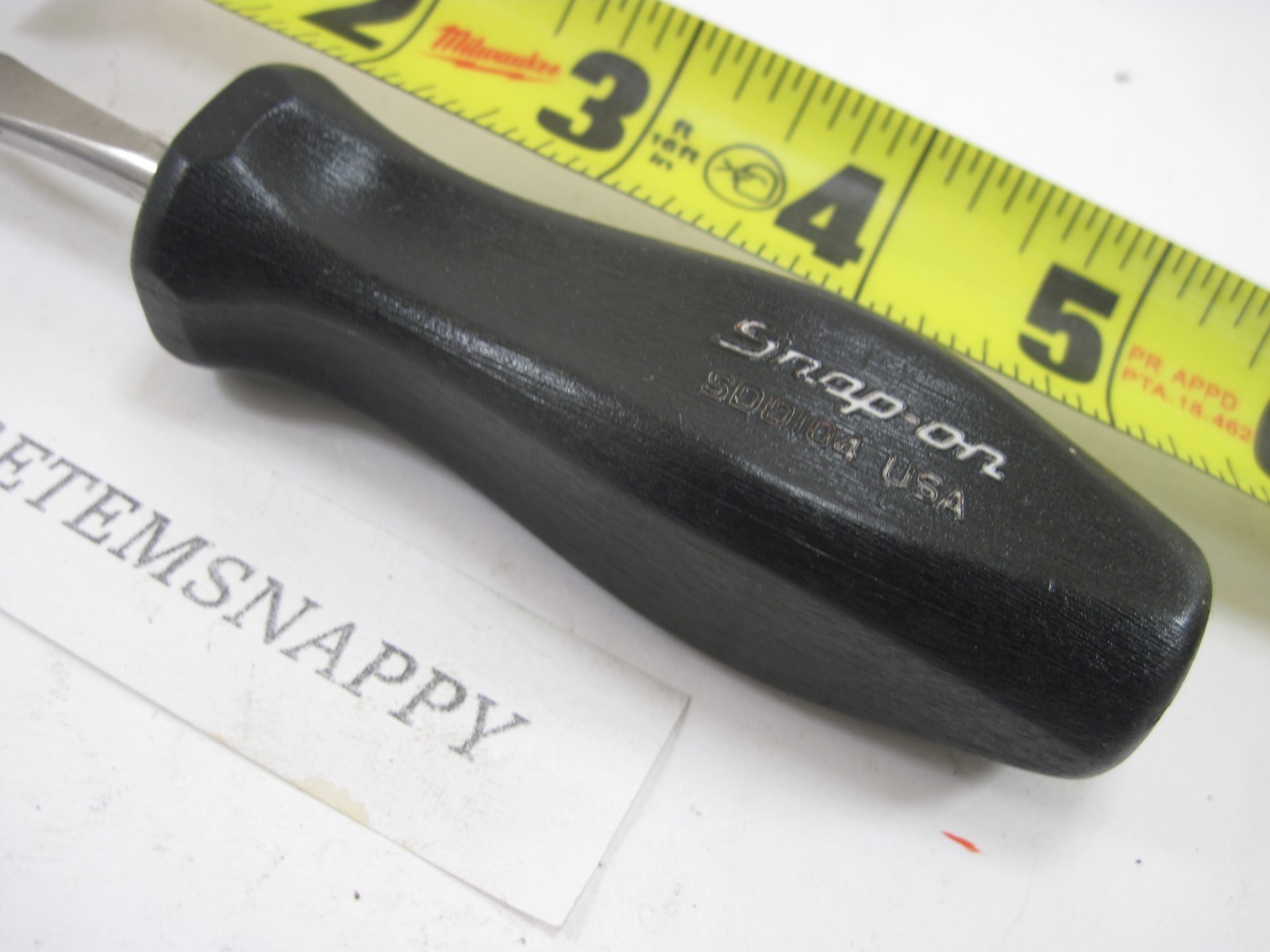 Vintage Snap On Slotted Stubby Black Handle Screwdriver SDD104 NICE RARE