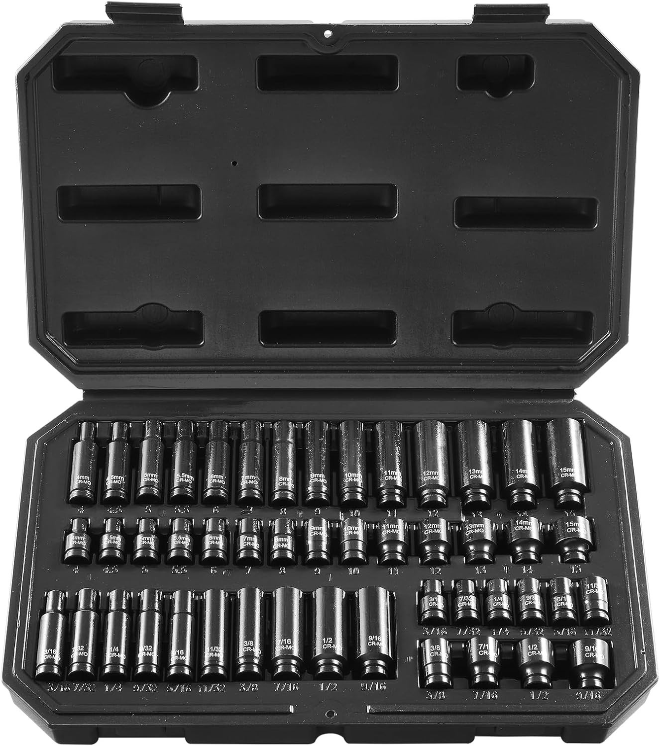 Easy-to-Read 48pc Drive Impact Socket Set – Cr-Mo Steel