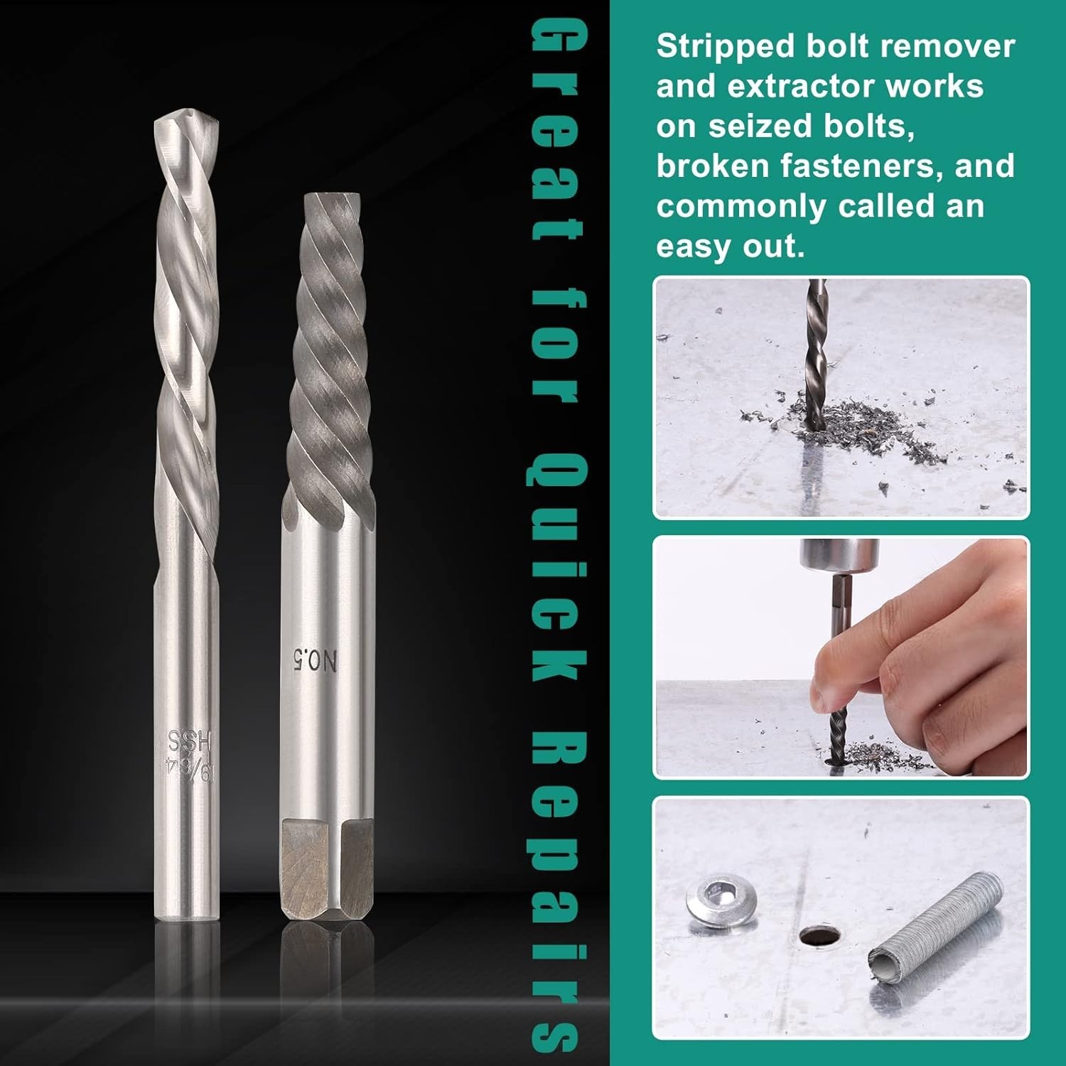 10-Piece Cobalt Steel Screw Extractor & Left Hand Drill Bit Set for Easy Removal