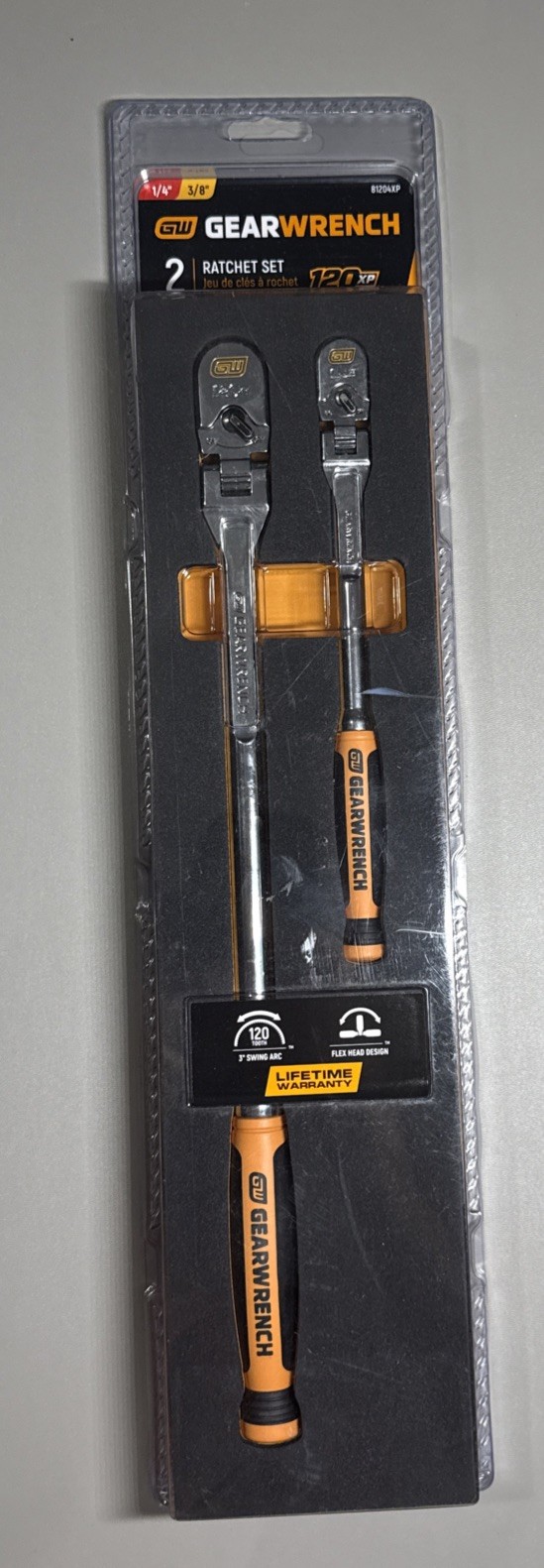GEARWRENCH 2 Piece Ratchet’s 1/4″ and 3/8″ Drive 120XP Dual Material Flex Head
