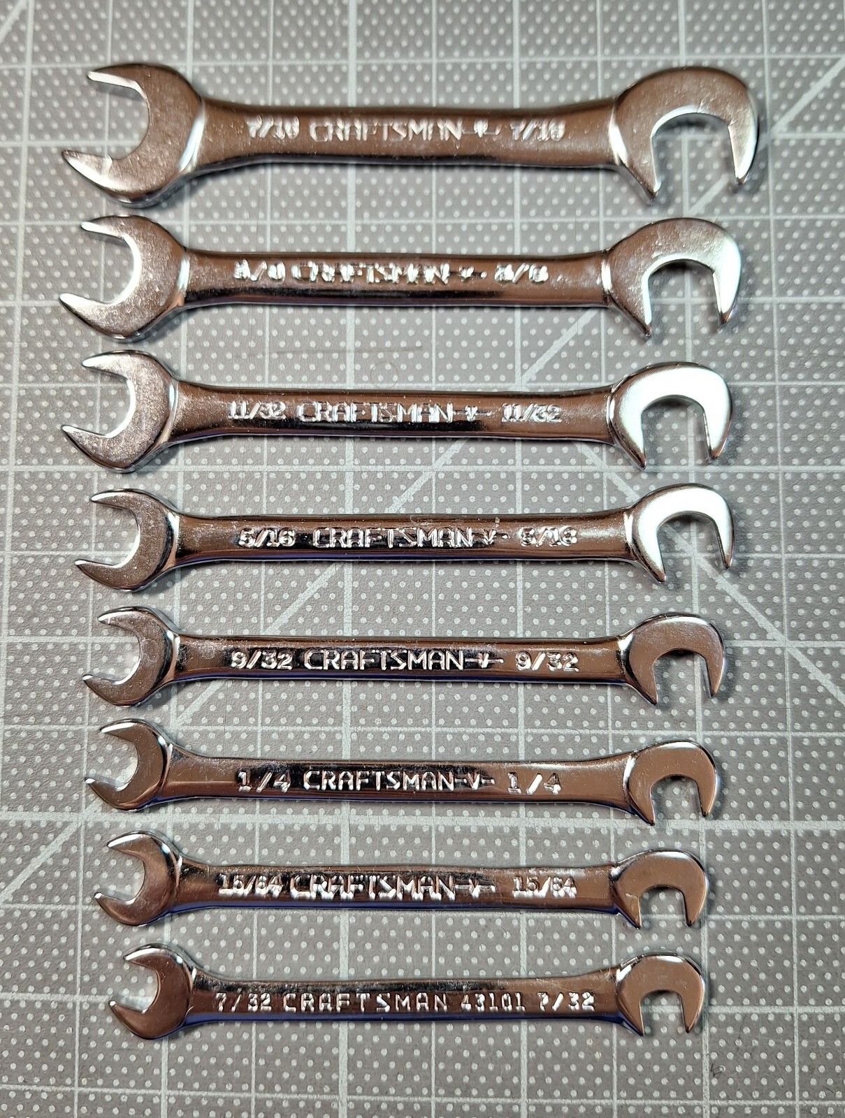 Craftsman USA 4306 Open End Ignition Wrench Set SAE 8 piece, never used