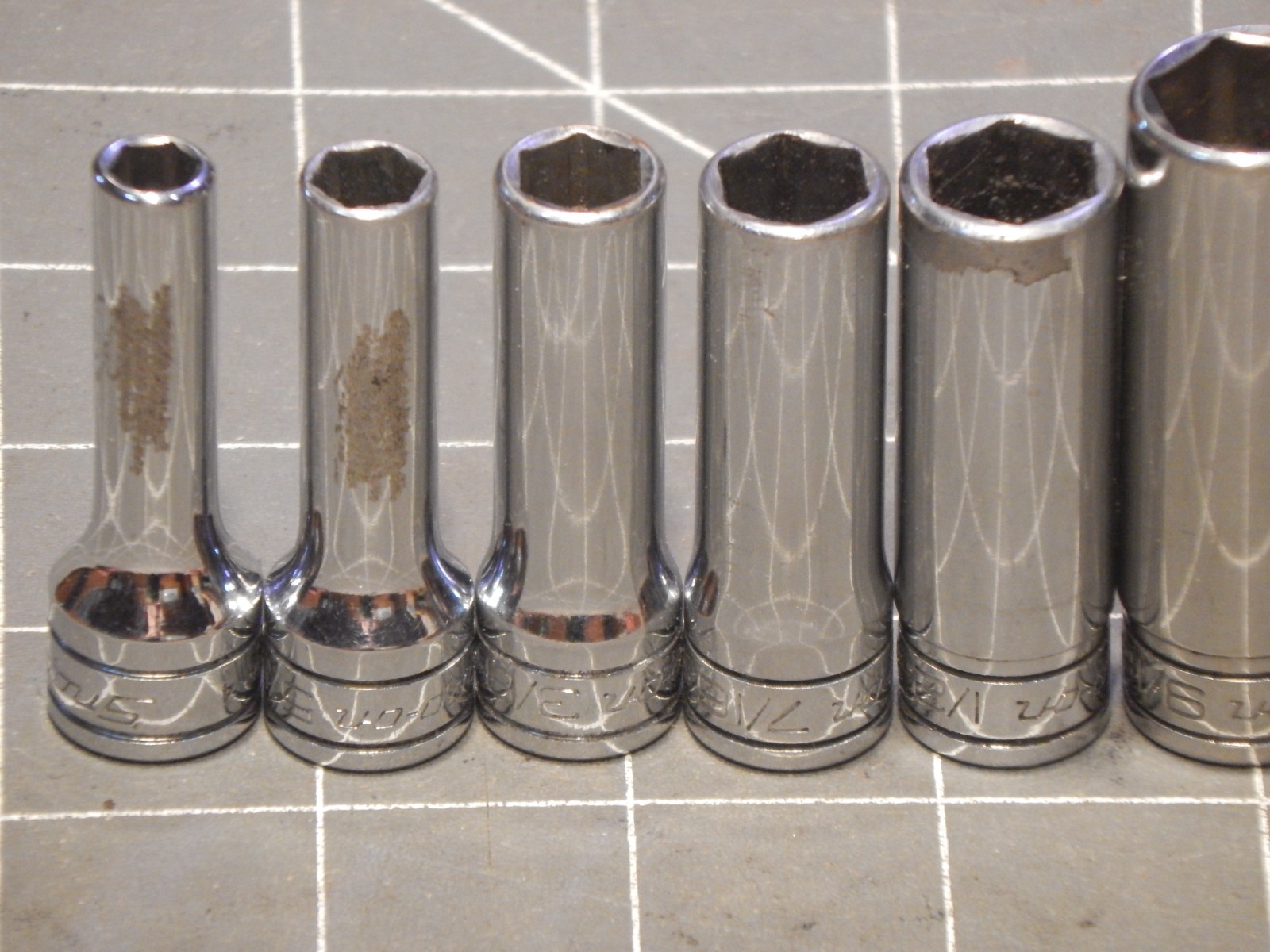 Snap On 11Pc SAE 3/8″ Drive Deep Socket Set 1/4″ 7/8″ 6Pt Dr 211sfsy
