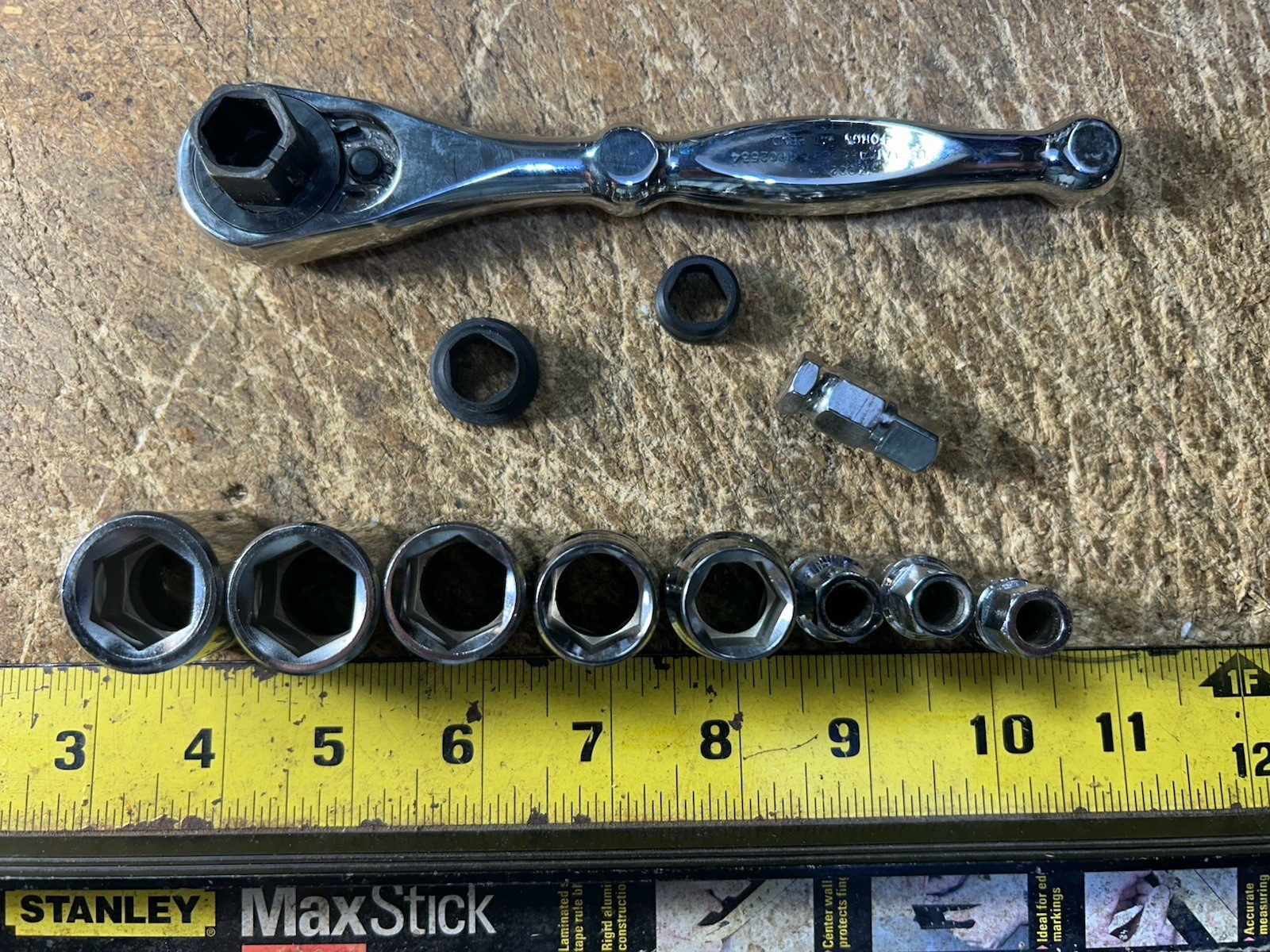 O-Ratchet 12 Pc SAE Pass Thru Socket Set Hexx Drive Ratchet