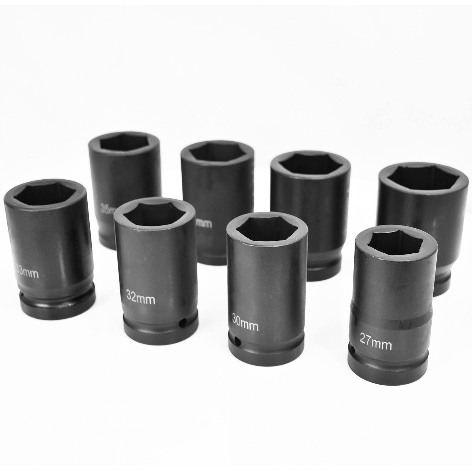 8 PC 1″ ONE INCH DRIVE DR LARGE SIZE AIR BLACK IMPACT SOCKET WRENCH TOOL SET MM