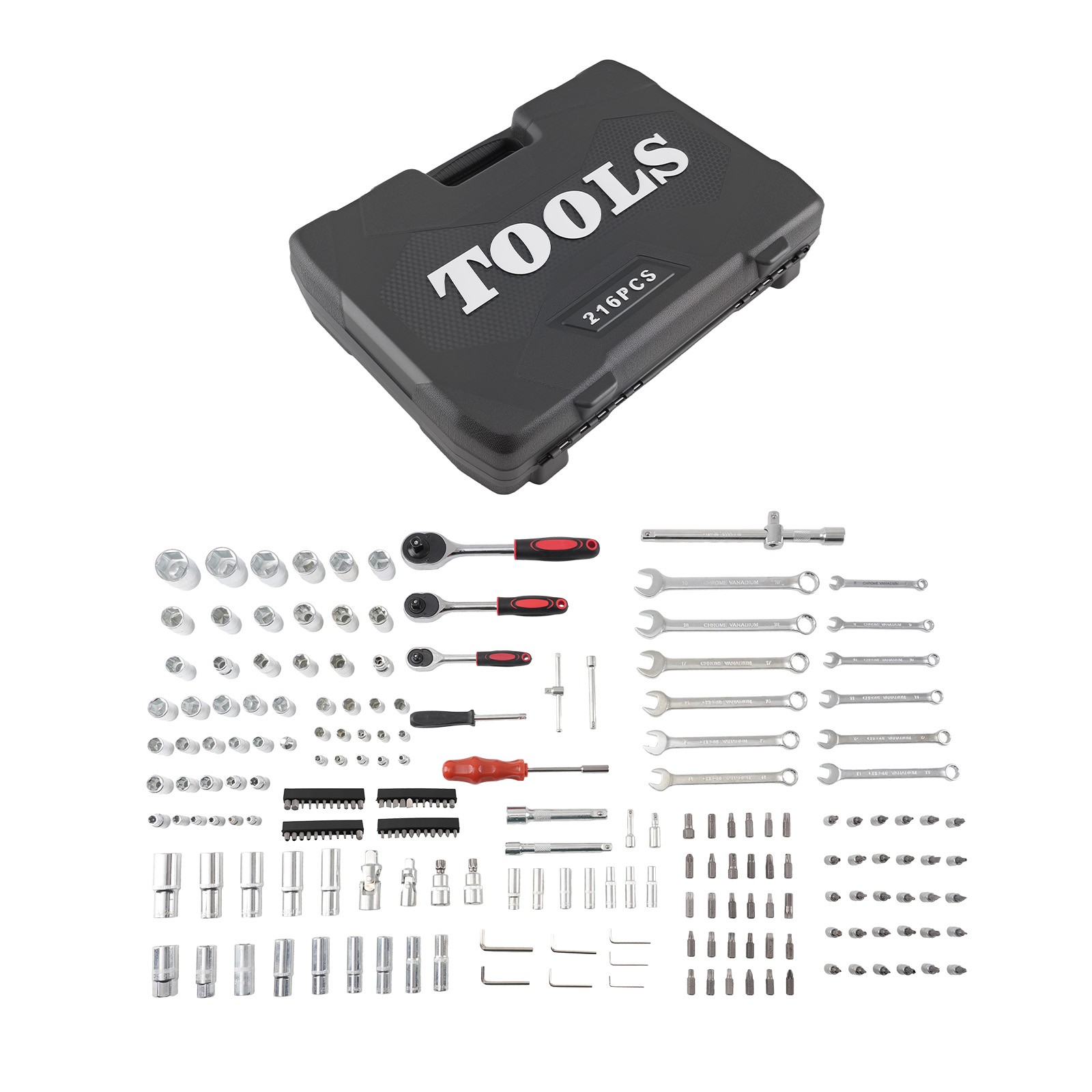 216PCS Auto Mechanic Socket Wrench Set 1/4 3/8 1/2 DR Tool Kit w/Case