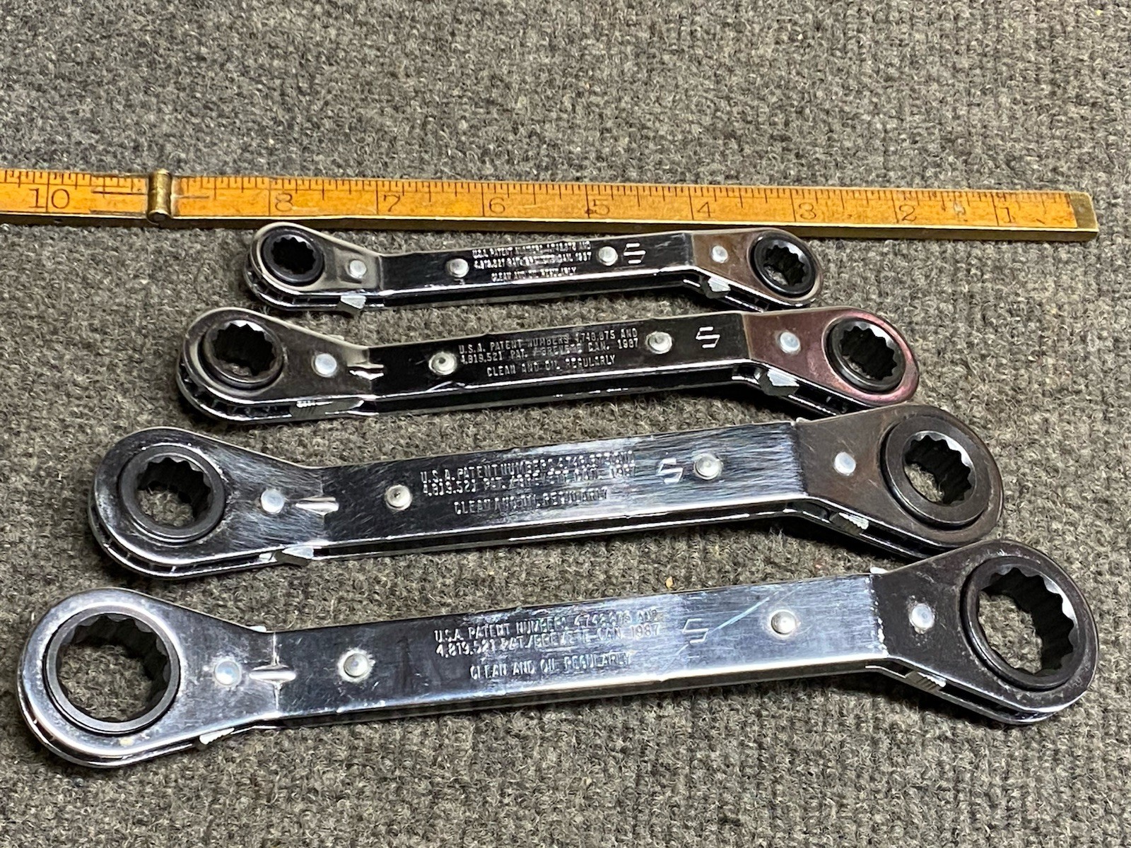 CRAFTSMAN #9 43376 4 PC OFFSET METRIC RATCHET BOX WRENCH SET 9 – 21 mm USA