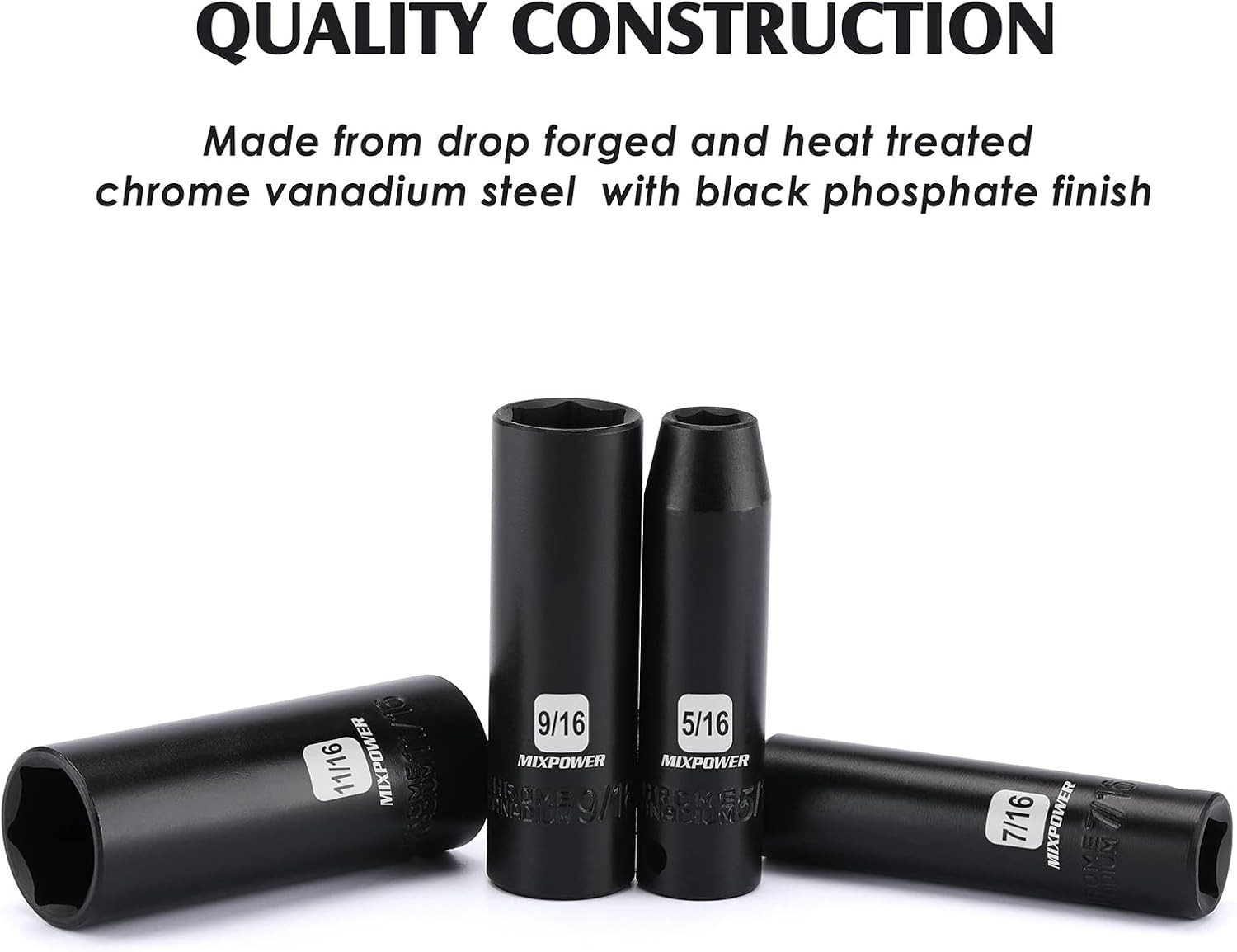 Professional 12-Piece SAE Deep Impact Socket Set, Compliant with ANSI Standards