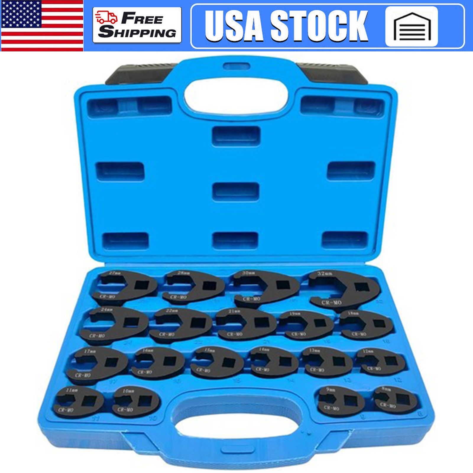 Crows foot Wrench Set 1/2″ and 3/8” Drive Flare Nut Crowfoot Wrench Set Metric