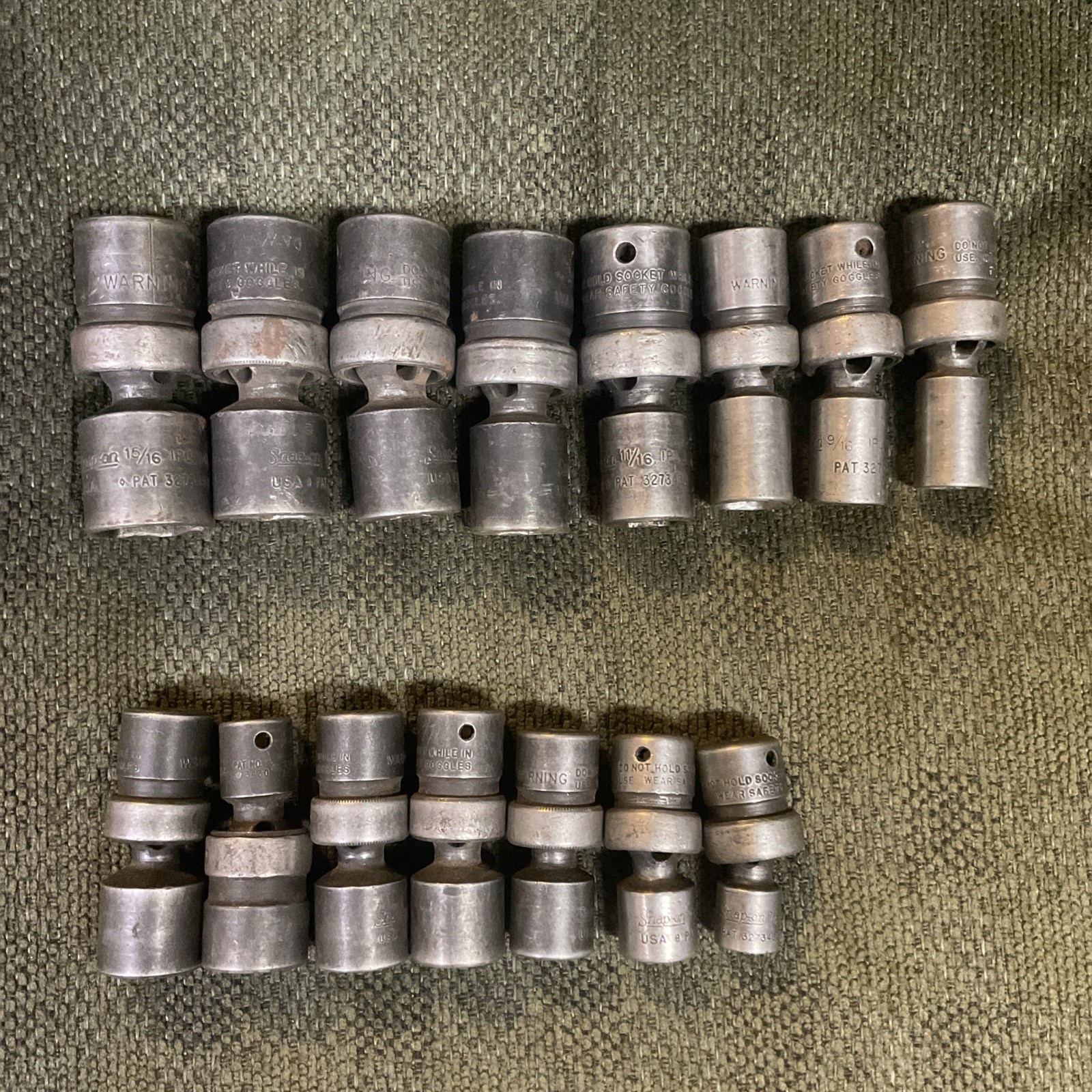 15 pc 1/2″ Drive & 3/8” Drive 6-Point Flank Drive Impact Swivel Socket