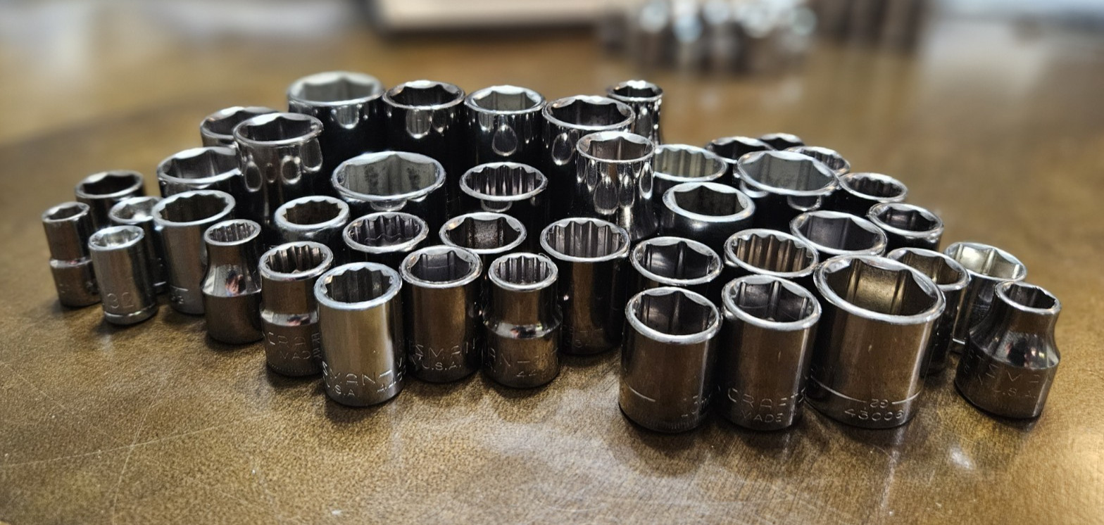 Craftsman 12, 8, 6 Point Deep And Shallow Socket Lot Set USED (84)