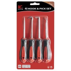 ROTATION Precision Hook and Pick Set for Automotive | 4-Piece Hand Small, Red