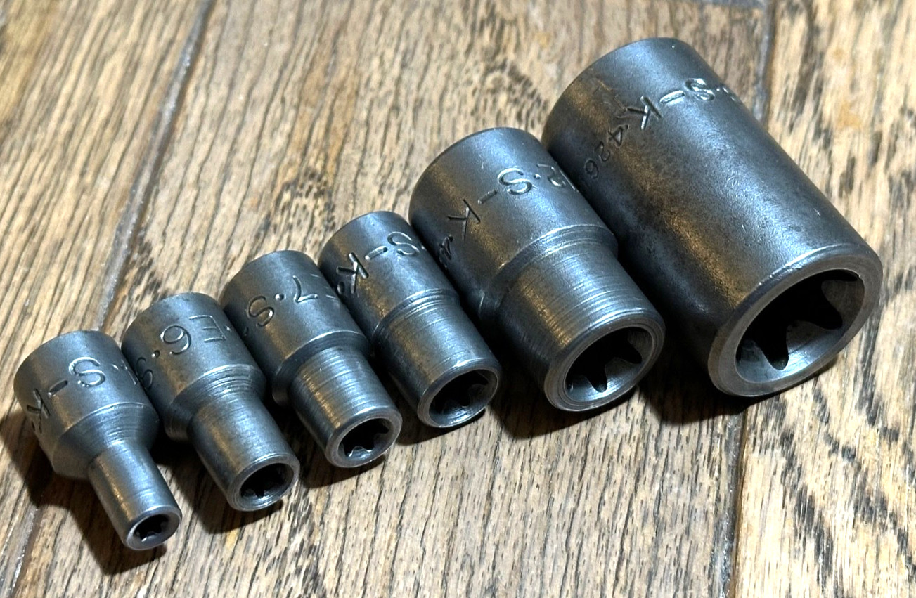 🇺🇸 SK Tools USA E4-E18 Inverted TORX Female External Set Star Socket Lot
