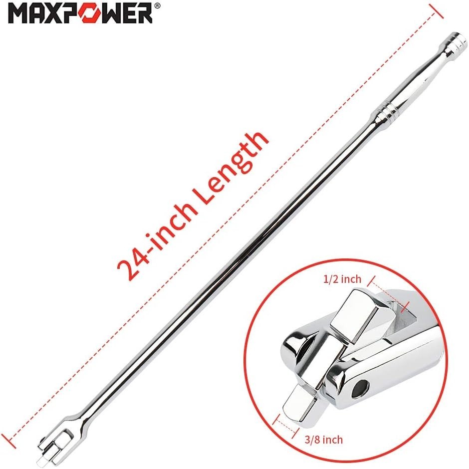 Sturdy 24″ Breaker Bar with 3/8″ and 1/2″ Drive